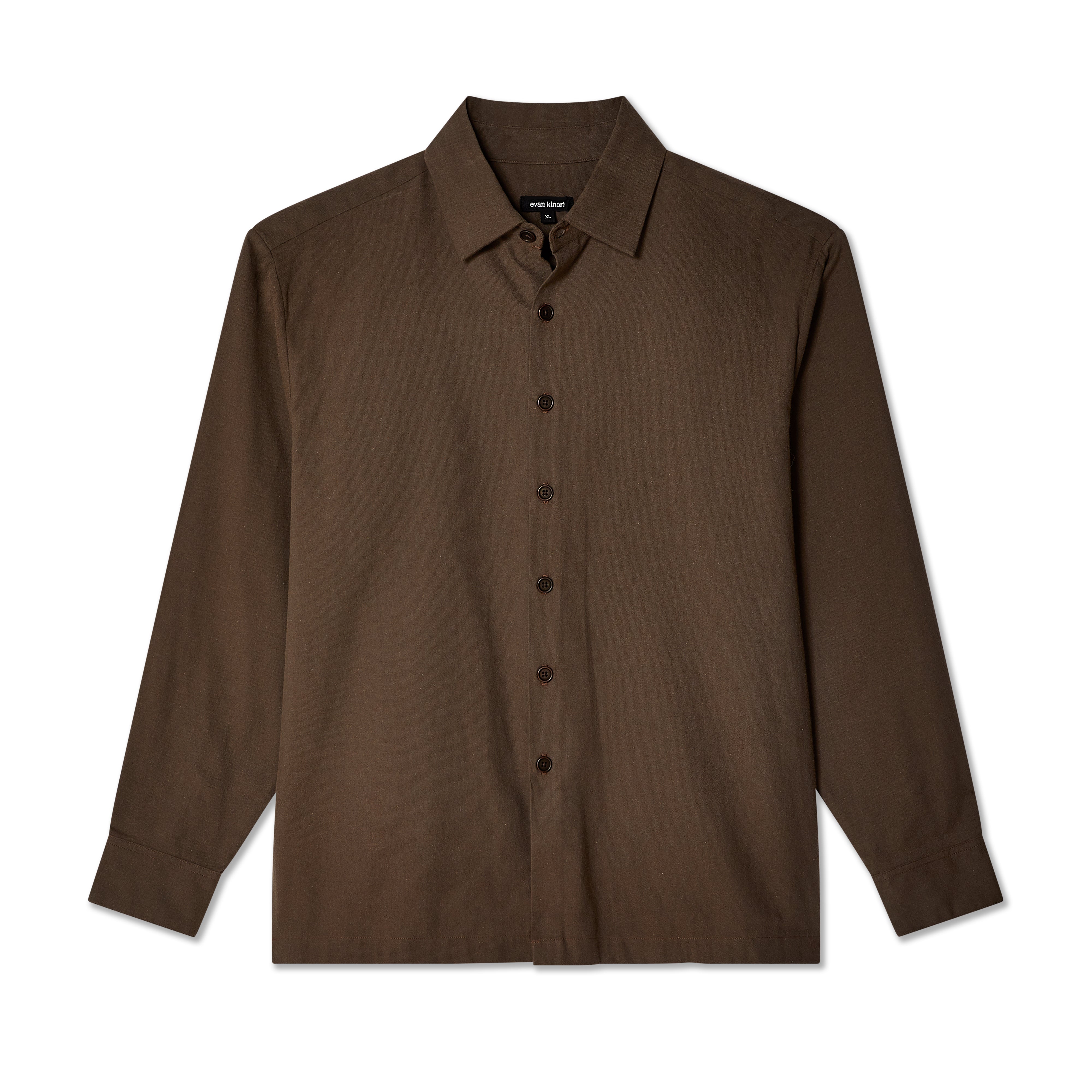 Evan Kinori - Flat Hem Shirt - (Brown)