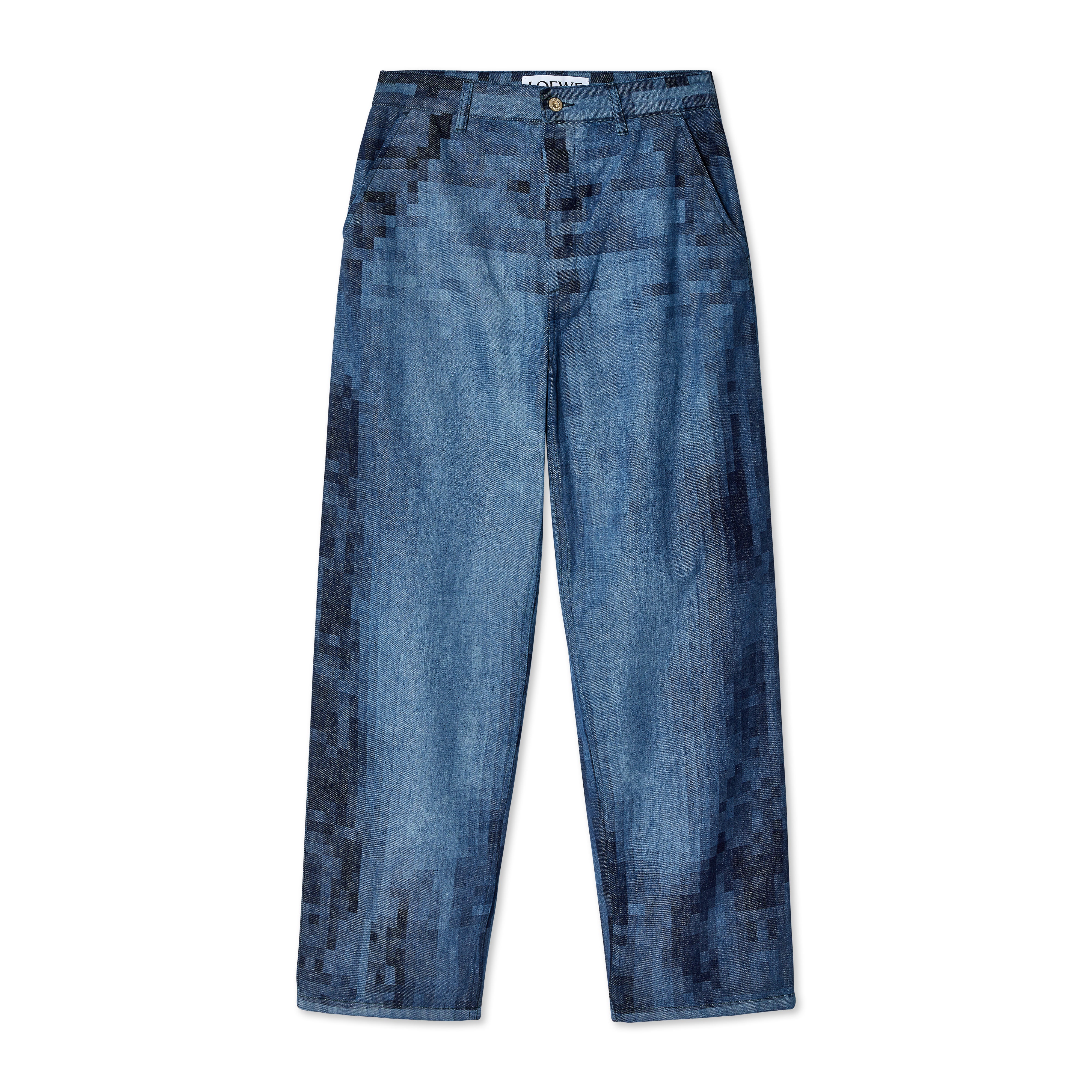 Loewe Pixel Wide-leg Mid-rise Jeans in Blue