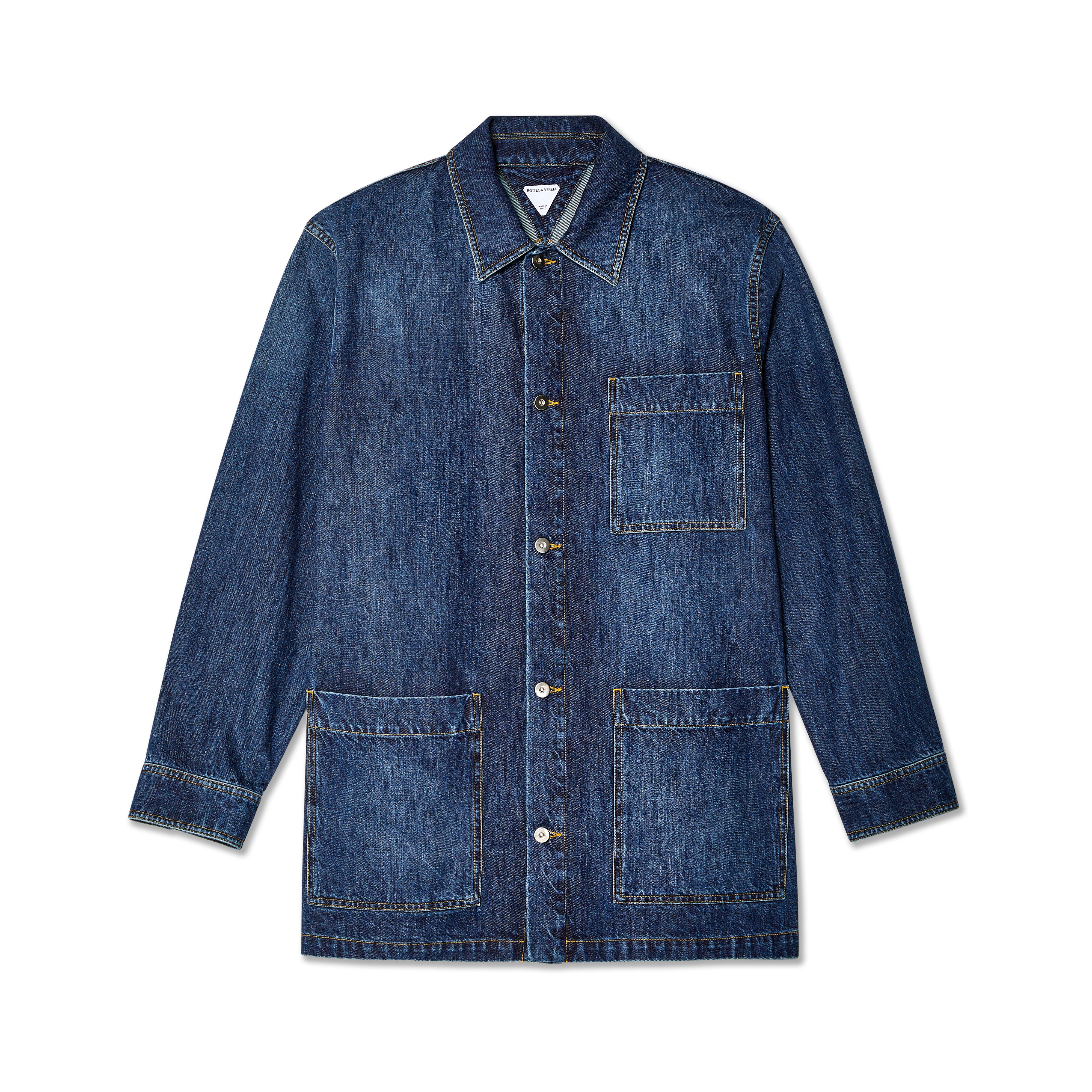 Bottega Veneta: Men's Medium Washed Denim Jacket (Mid Blue 