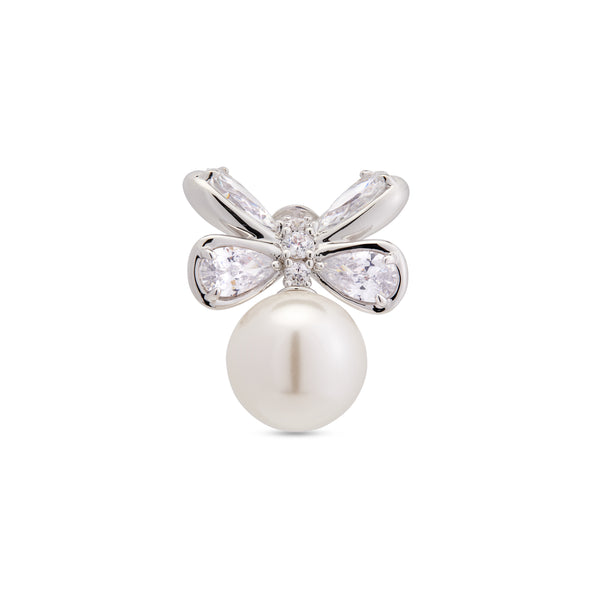 ShuShu/Tong - Women's Pearl Butterfly Small Earrings - (White)