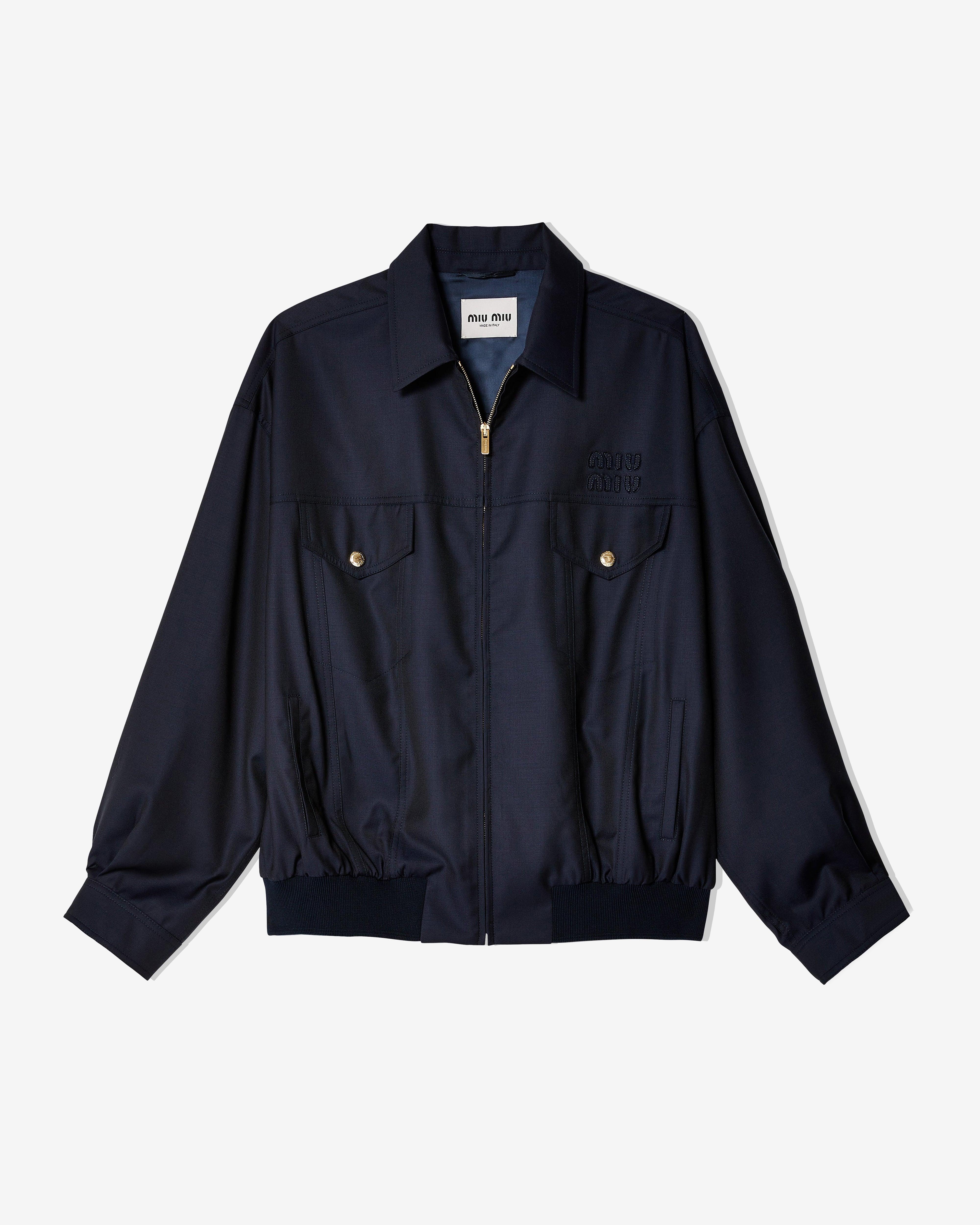 Miu Miu: Women's Batavia Blouson Jacket (Navy) | DSMNY E-SHOP