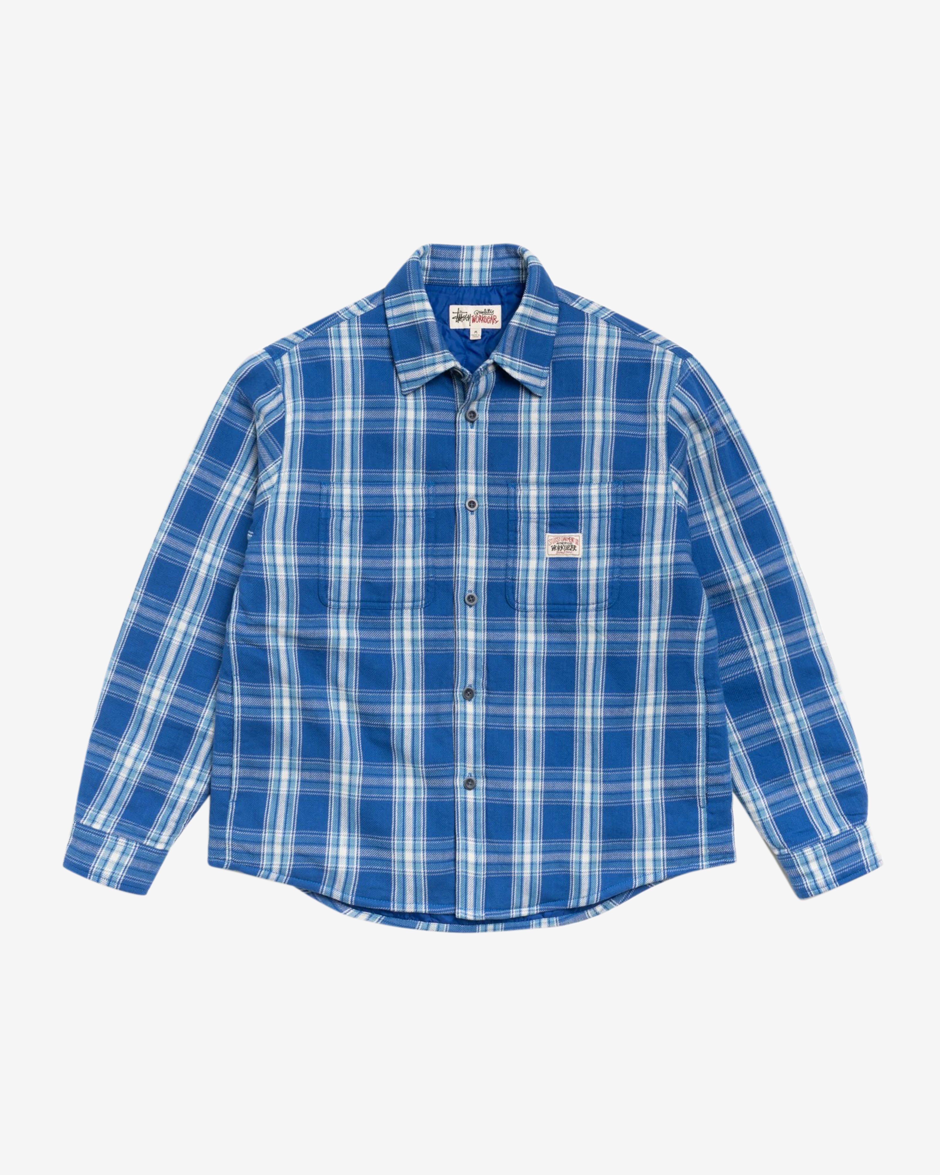 Stüssy: Men's Lau Plaid Shirt Jacket (Blue) | DSMNY E-SHOP