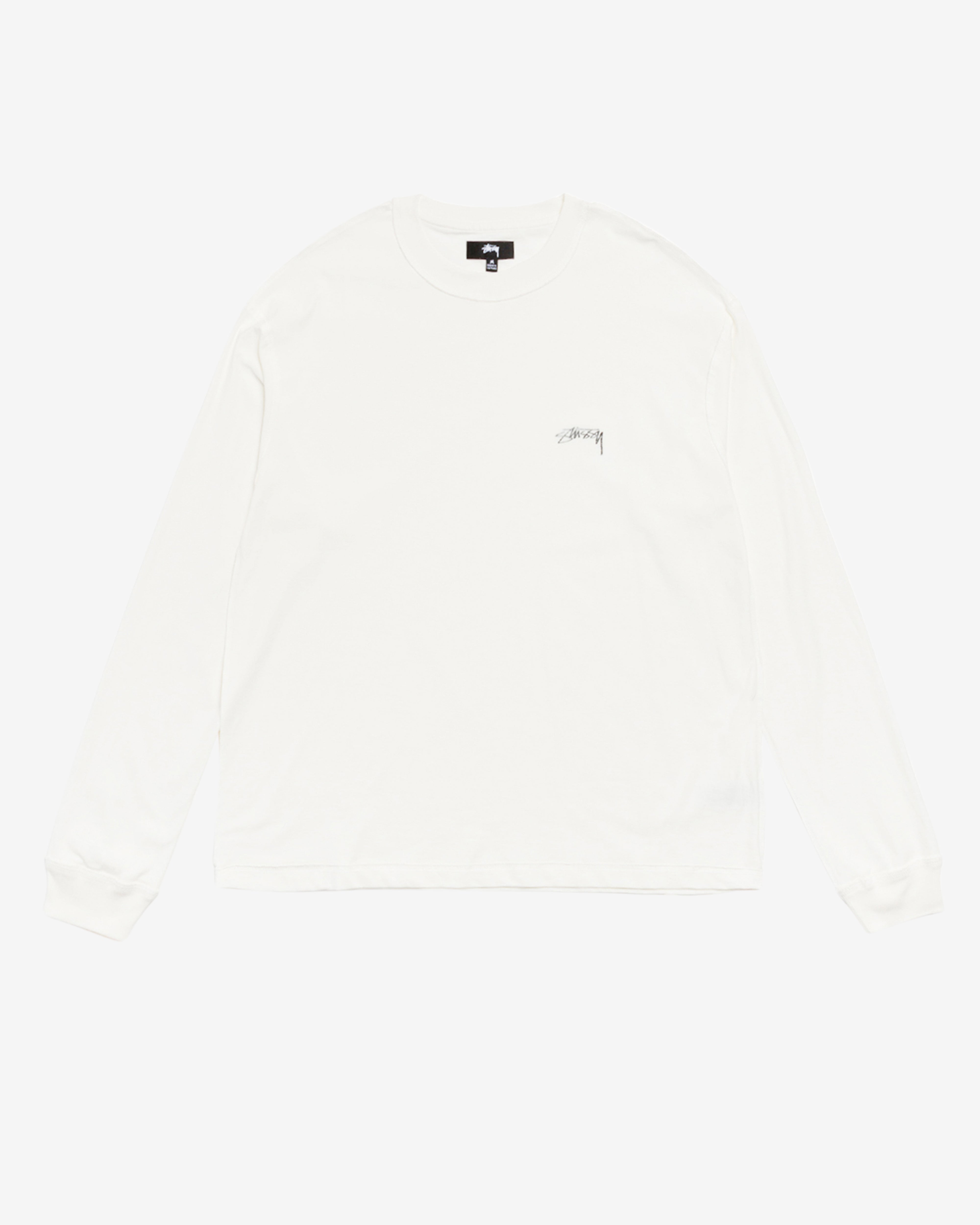 SOFT SINGLE JERSEY ROUND NECK LS TEE 白 Stüssy: Men's Lazy LS Tee (White) | DSMNY E-SHOP