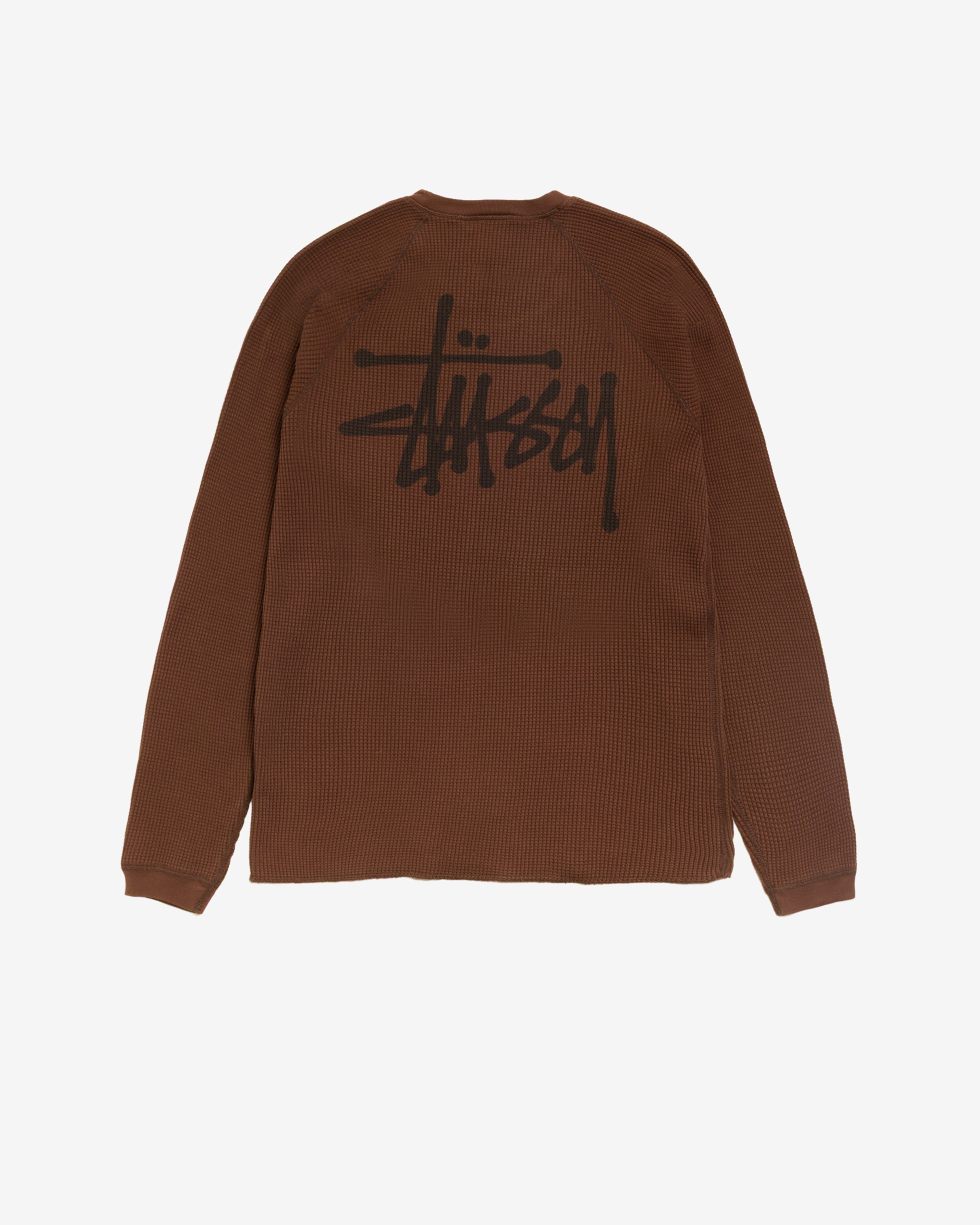 Stüssy: Men's Raglan Thermal Basic Stock (Brown) | DSMNY E-SHOP