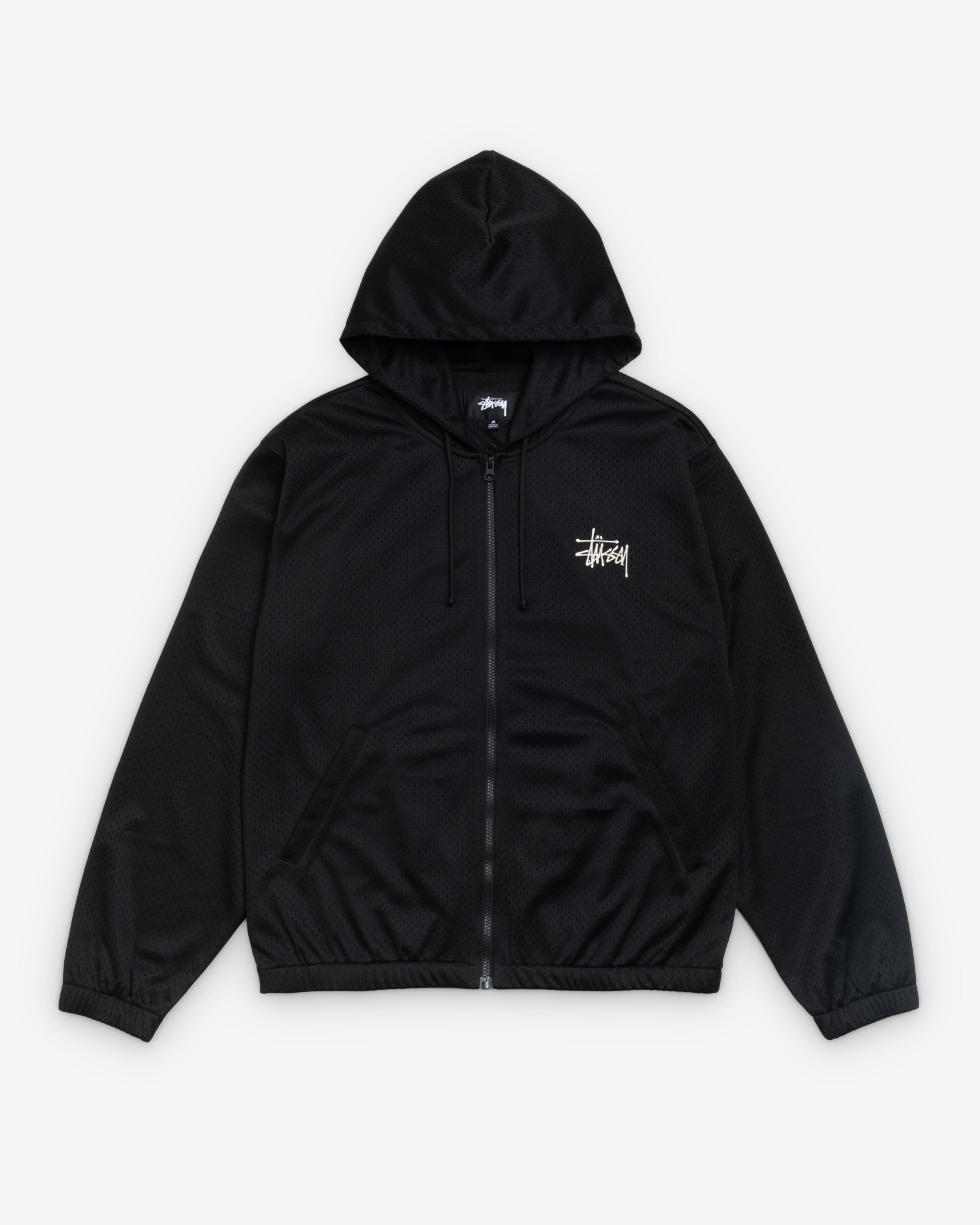 Stüssy: Men's Athletic Mesh Zip Hood (Black) | DSMNY E-SHOP