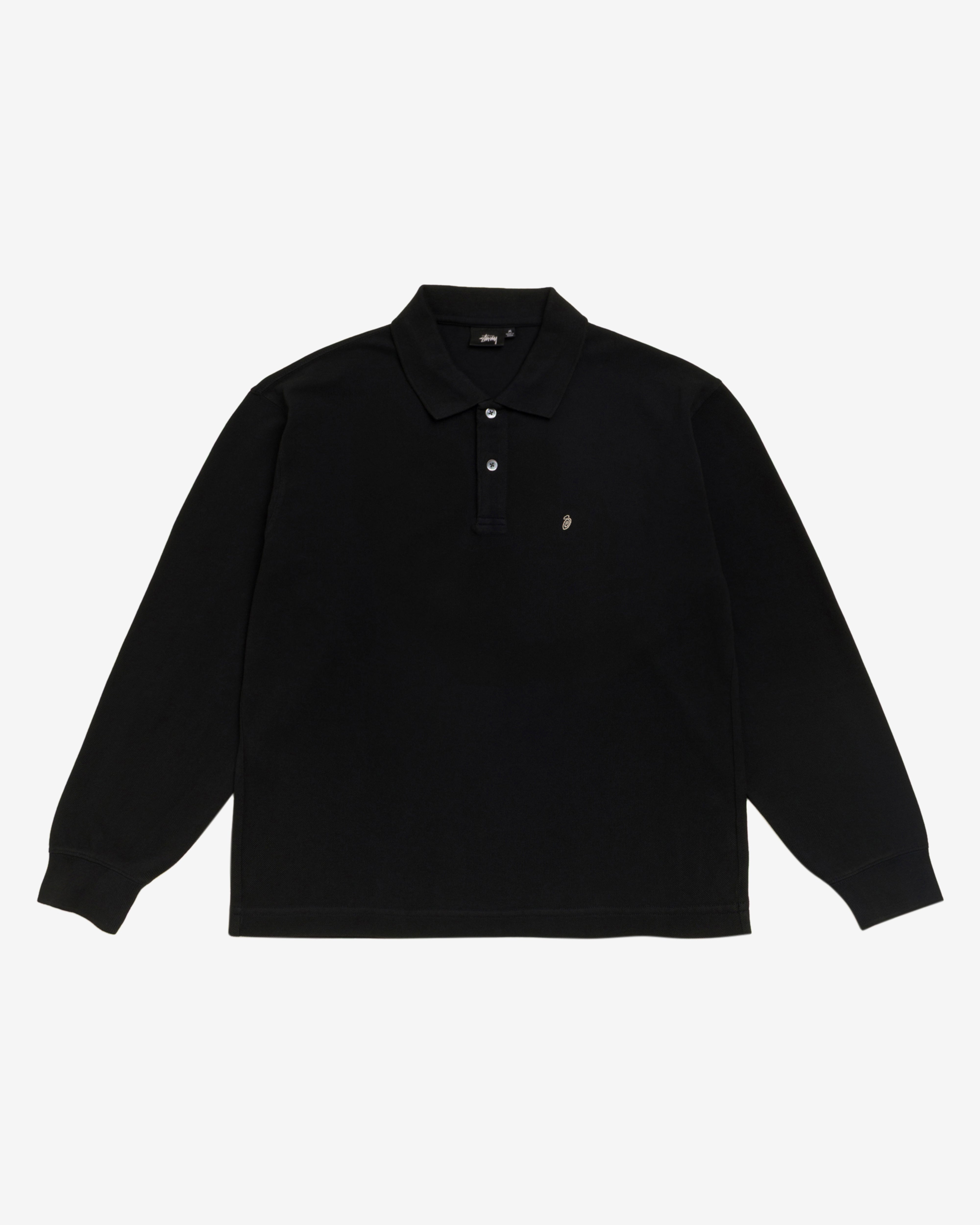 Stüssy: Men's Classic LS Pique Polo (Black) | DSMNY E-SHOP