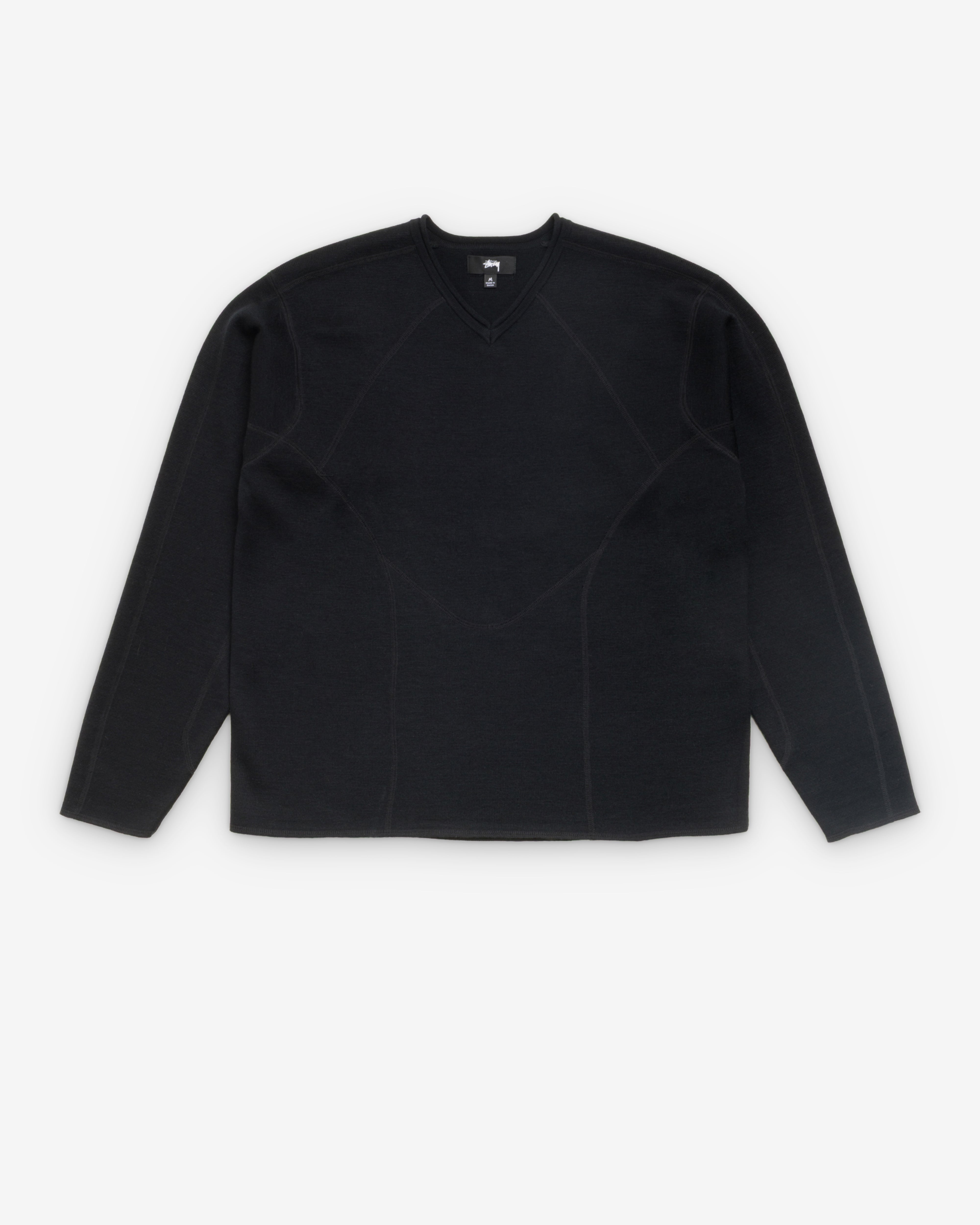 Stüssy: Men's Wave Knit Sweater (Black) | DSMNY E-SHOP