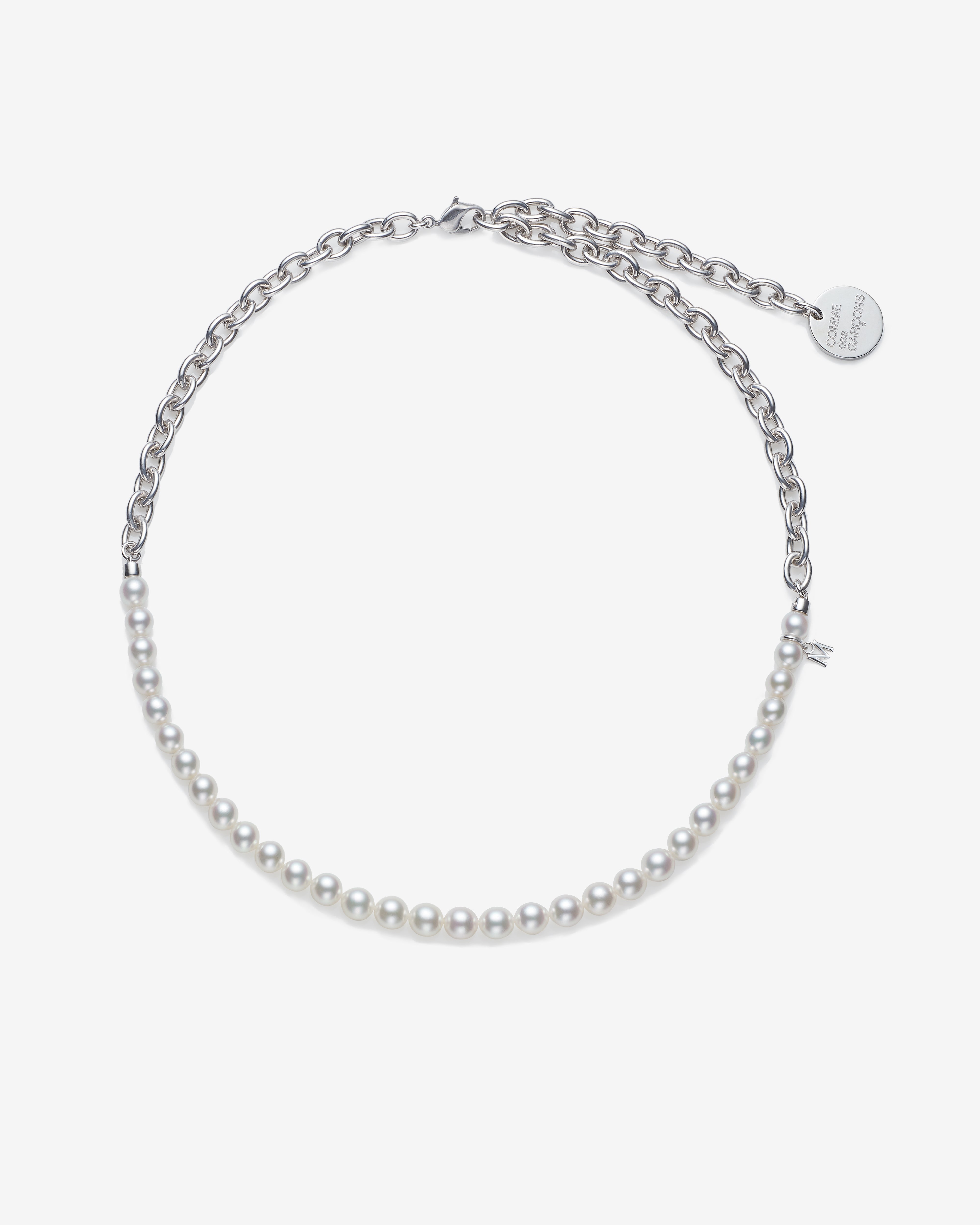 Comme des Garçons: Mikimoto Pearl Necklace (Silver) | DSMNY E-SHOP