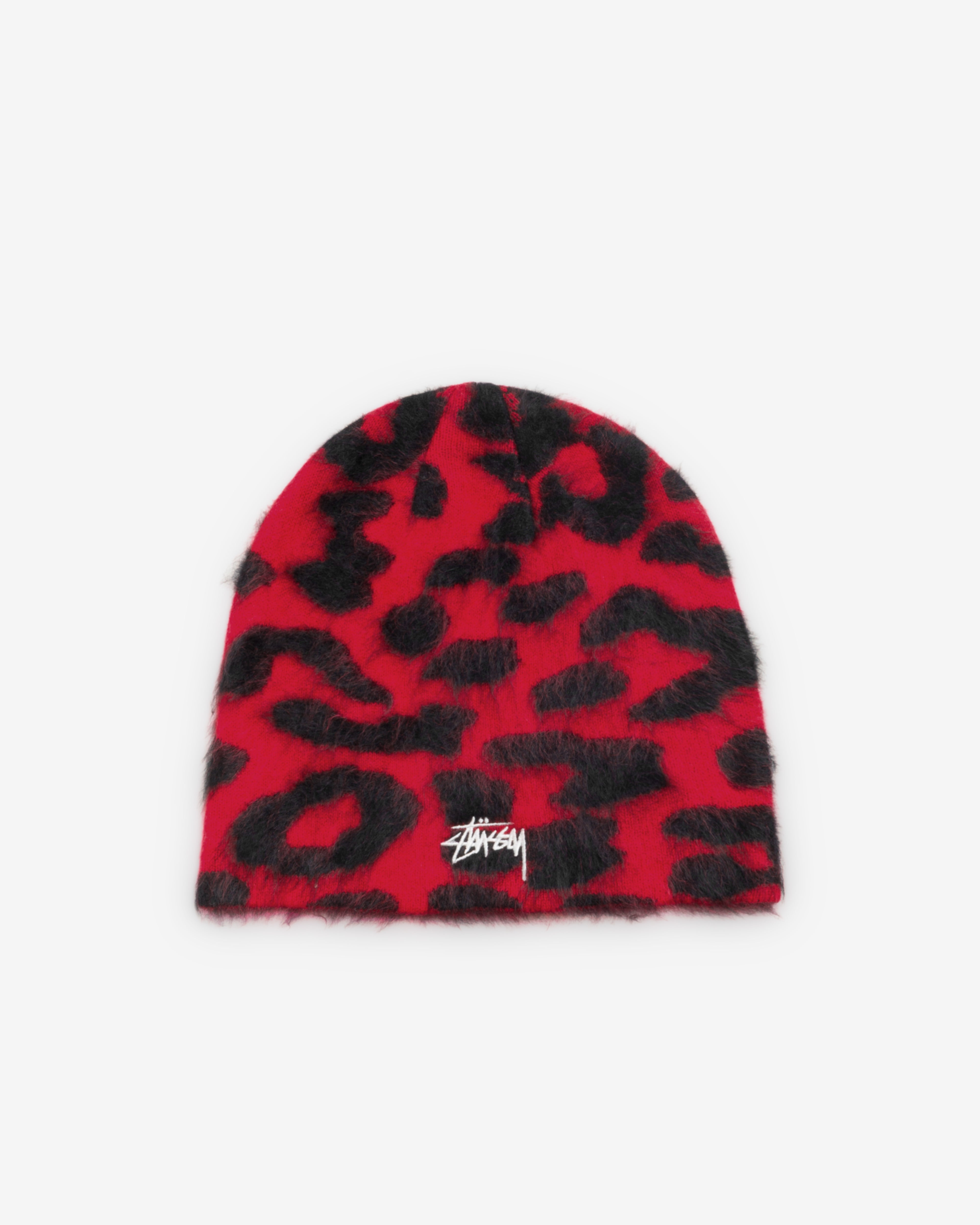 Stüssy: Men's Cashmere Leopard Skullcap (Red) | DSMNY E-SHOP