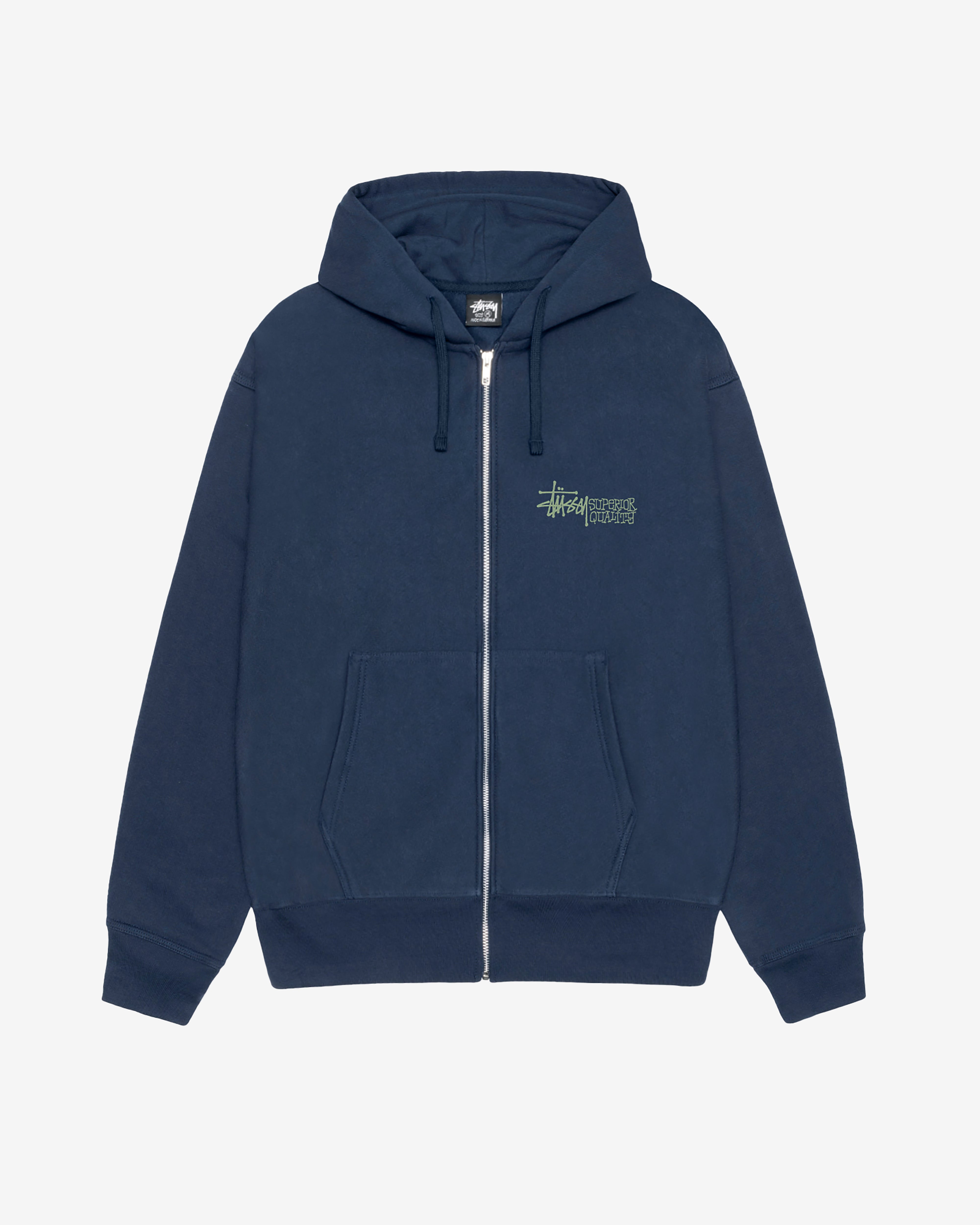 Stüssy: Men's Superior Quality Zip Hoodie (Navy) DSMNY E-SHOP