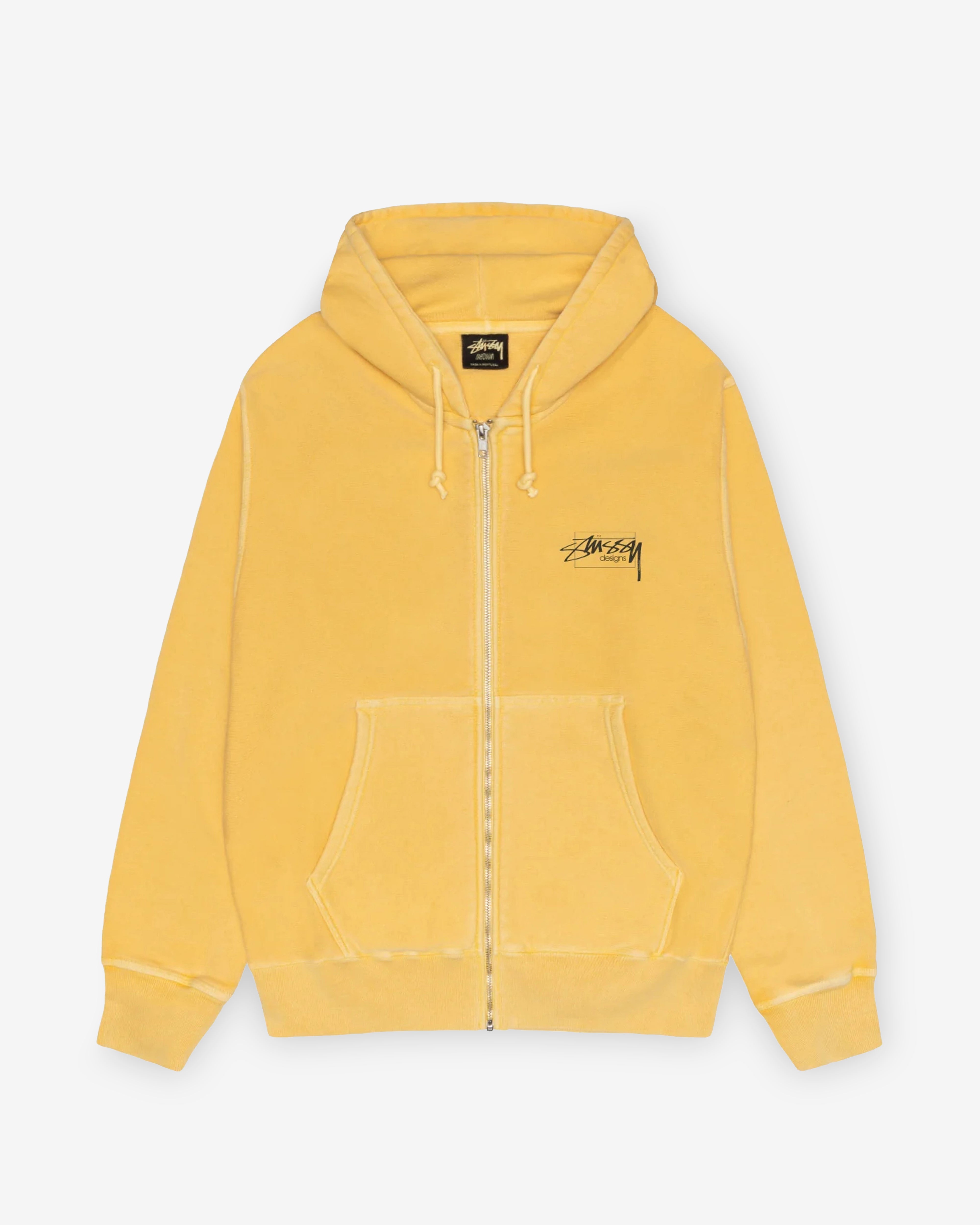 Stüssy: Men's Modern Age Pig. Dyed Zip Hoodie (Yellow) | DSMNY E-SHOP