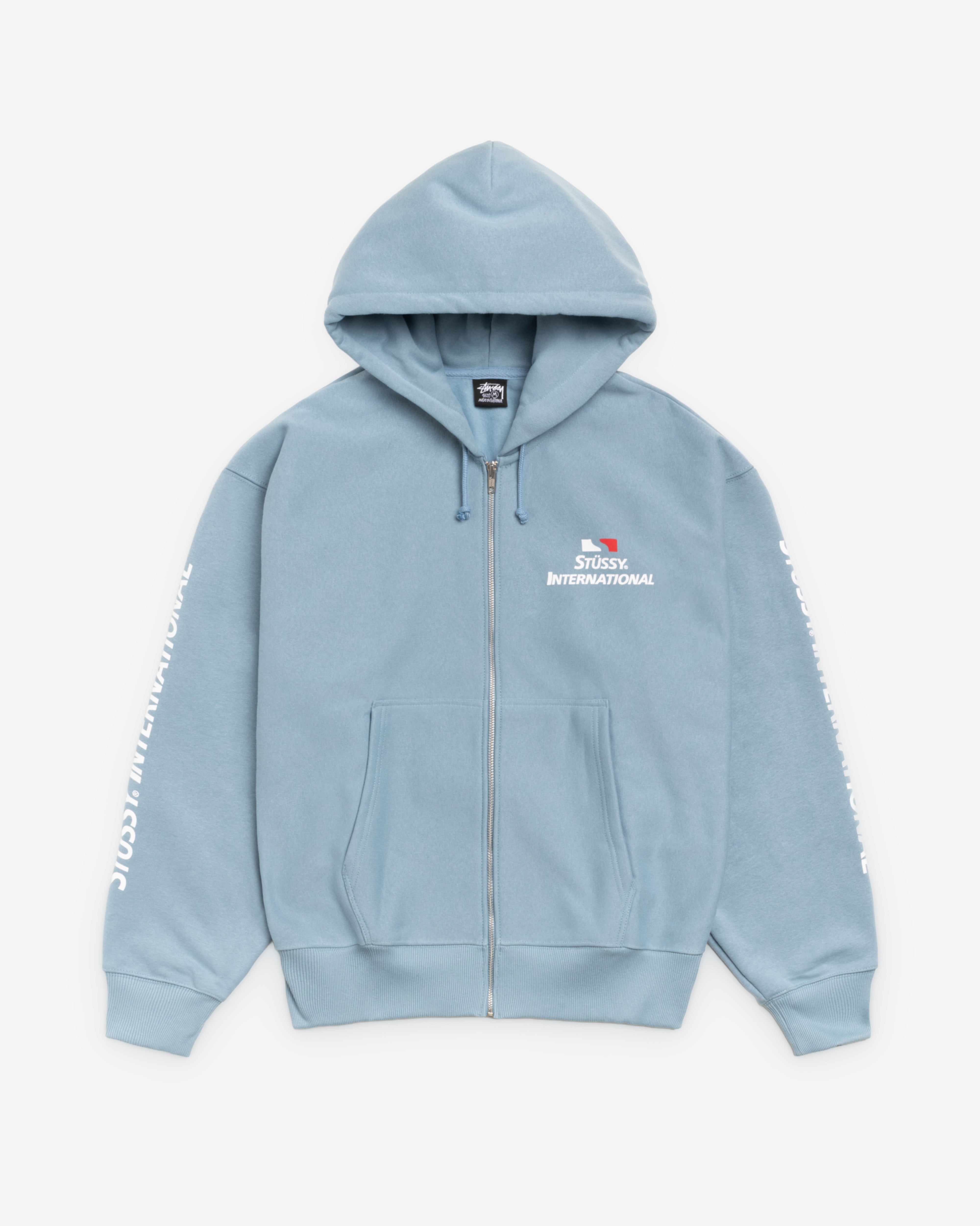 Stüssy: Men's Stüssy International Zip Hoodie (Slate) | DSMNY E-SHOP