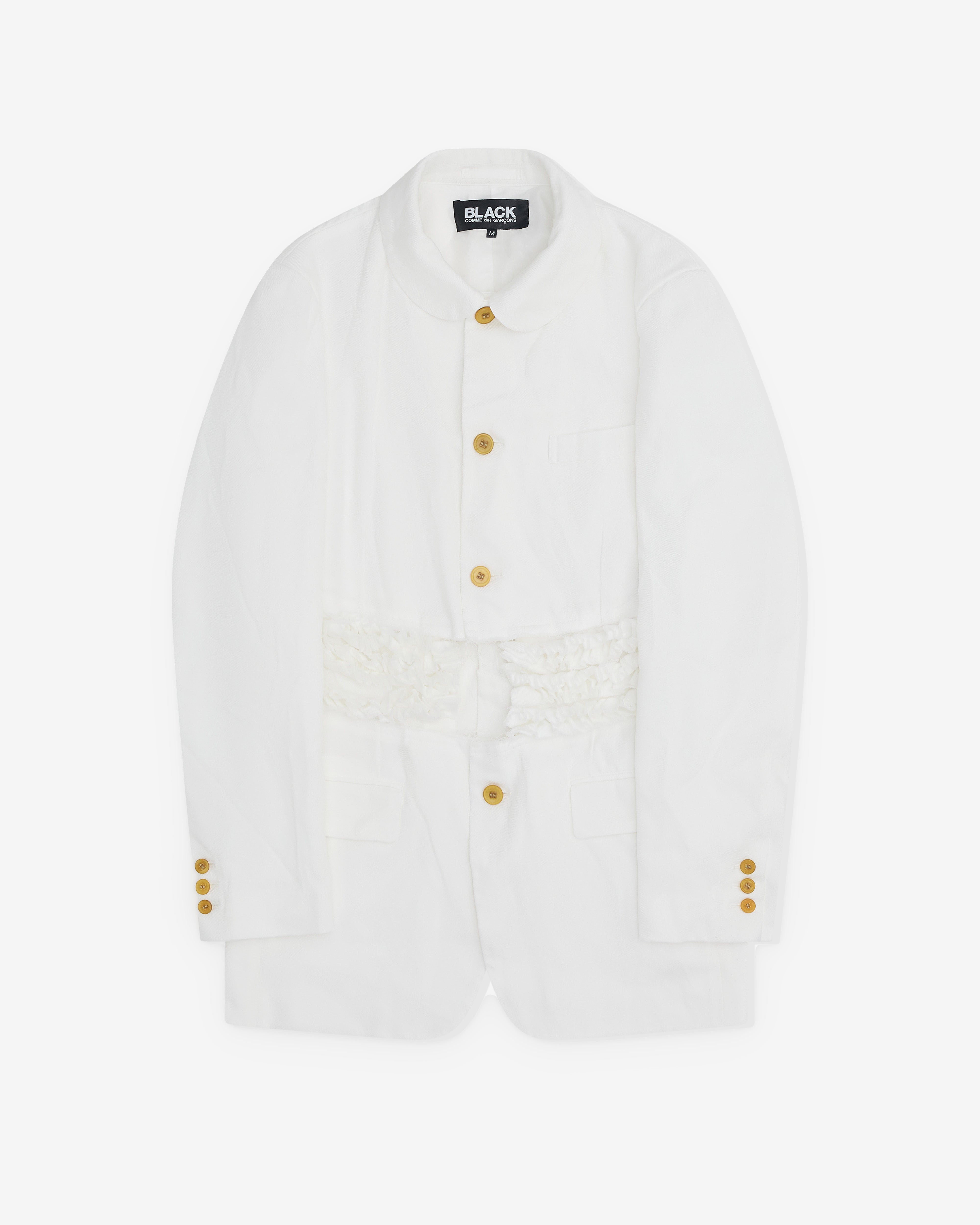 Black Comme des Garçons: Frill Panel Jacket (White) | DSMNY E-SHOP