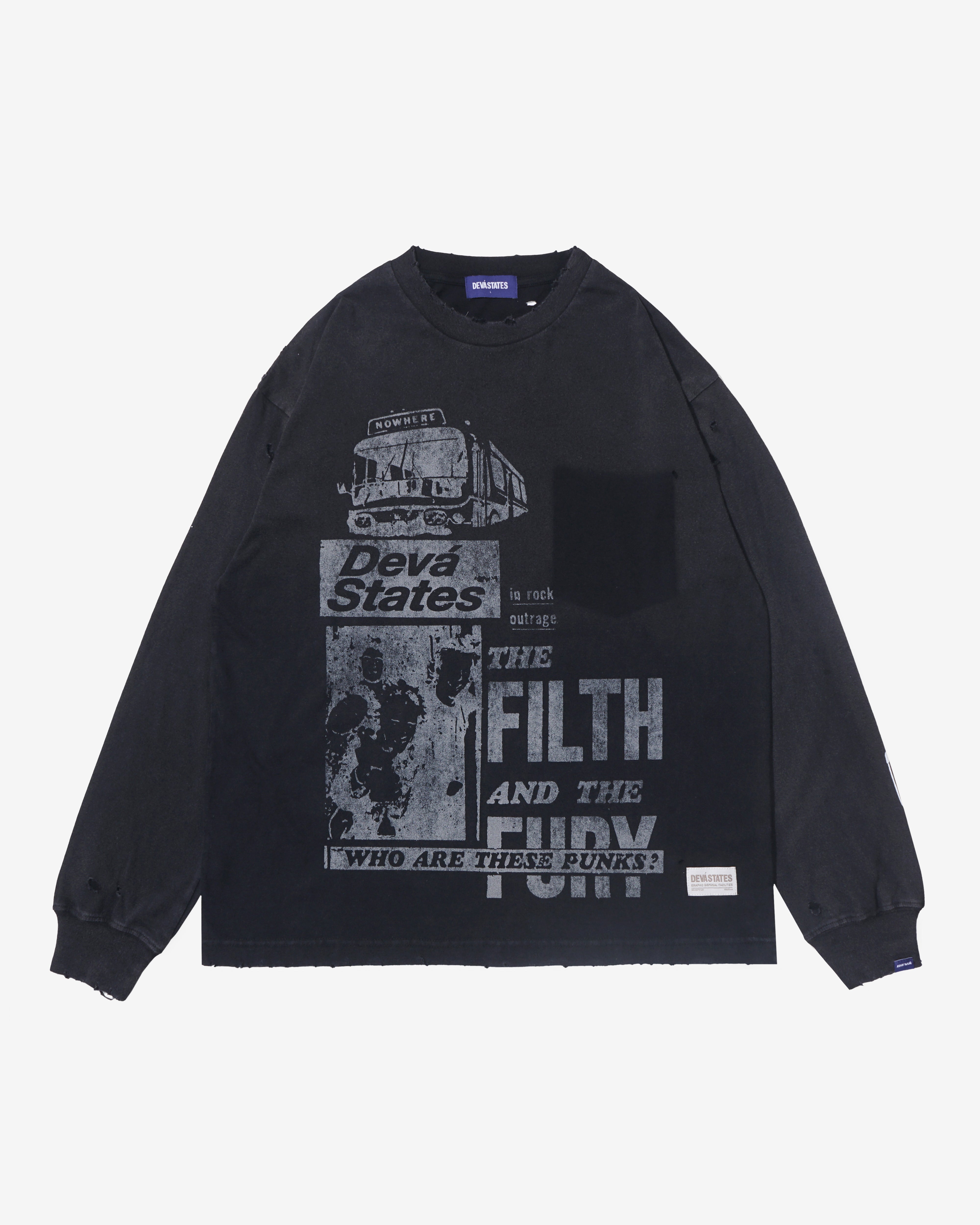 Deva States: Men's Filth Long Sleeve T-Shirt (Washed/Black