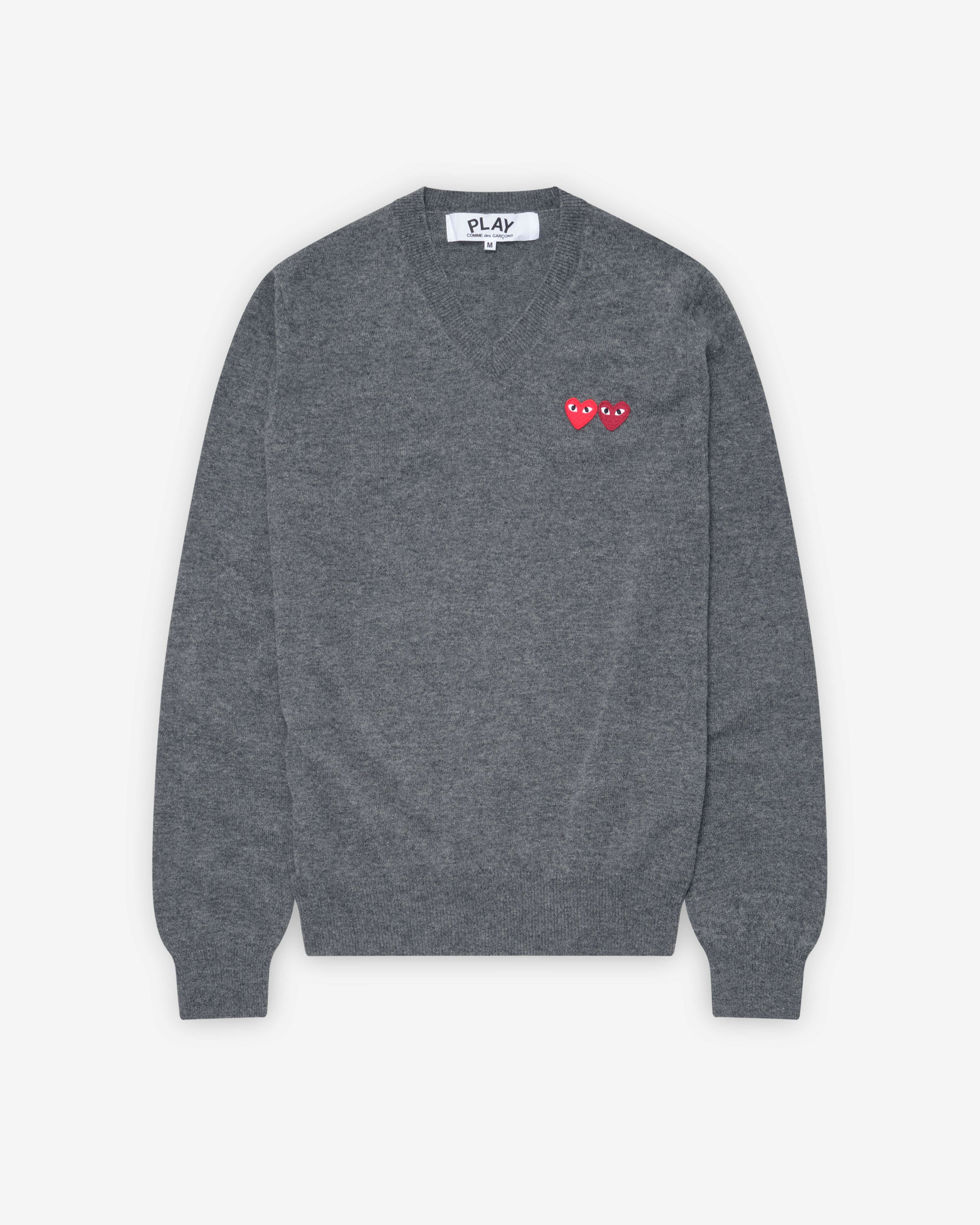 COMME des GARCONS SHIRT 2タックウールテーパード Play Comme des Garçons: Double Heart Sweater (Grey) | DSMNY E-SHOP