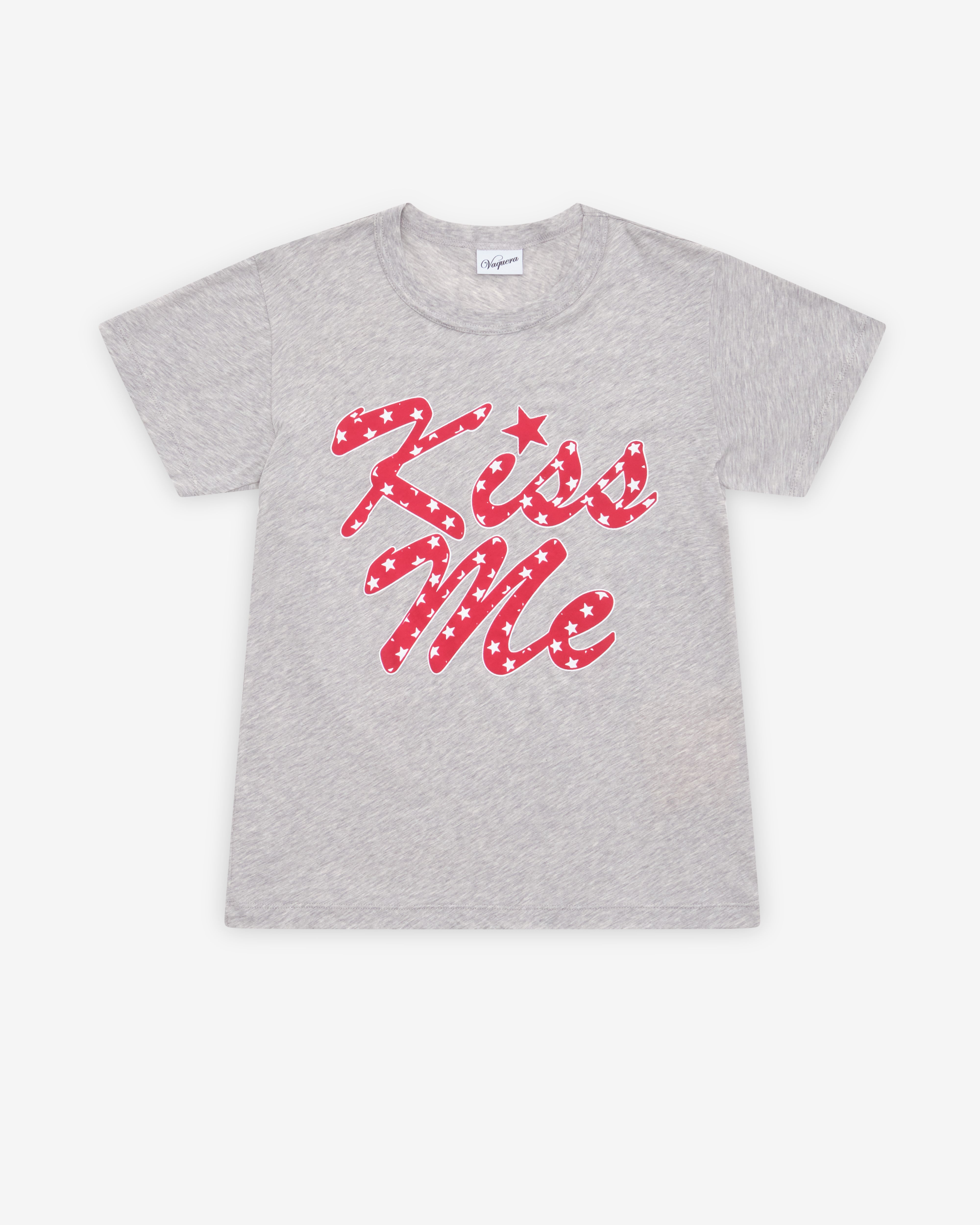 Vaquera: Women's Kiss Me T-Shirt (Grey) | DSMNY E-SHOP