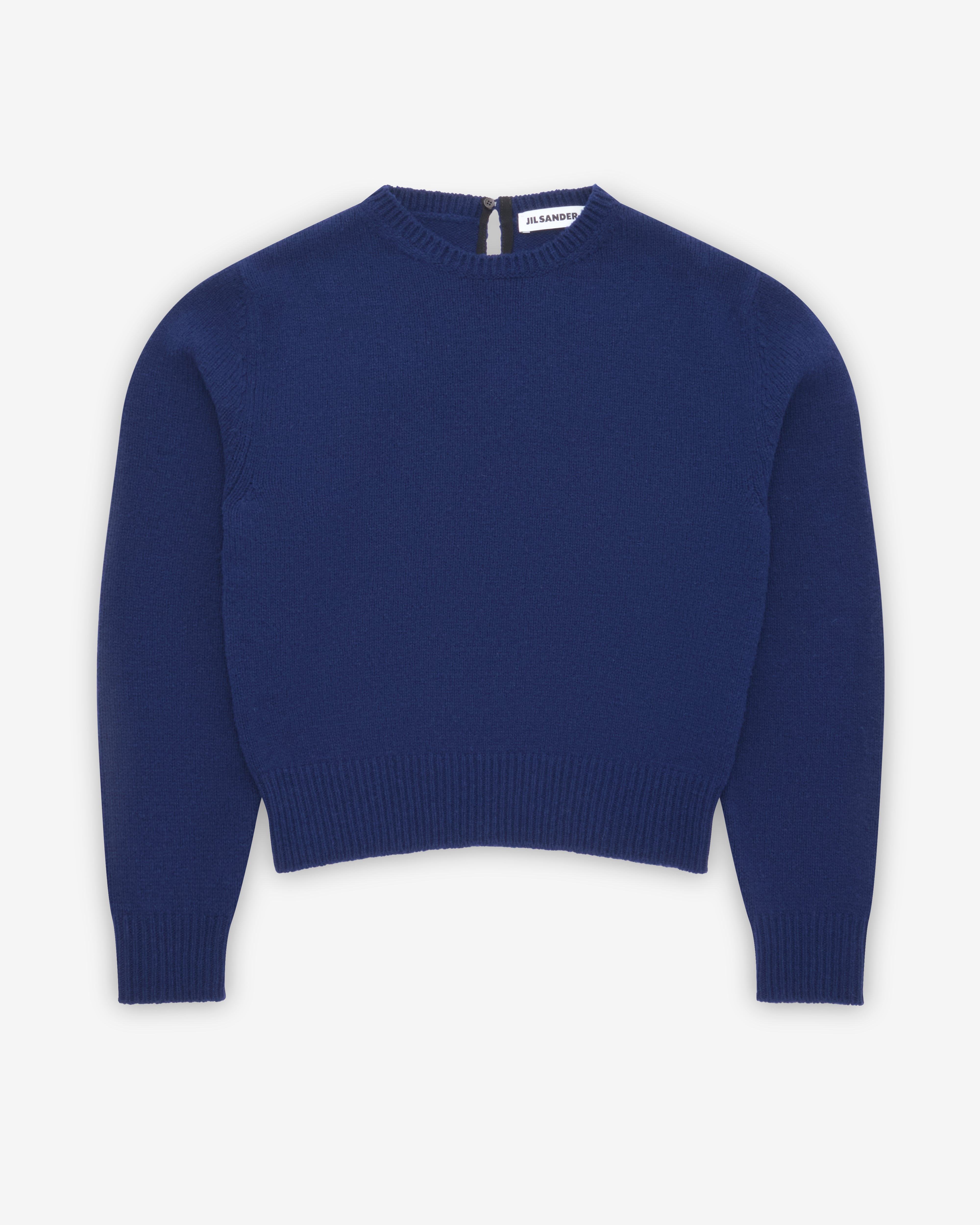 JIL SANDER NAVY シルクウール クルーネック ニット SALE｜JIL SANDER ジルサンダー / ヴァージンウール100% クルーネック