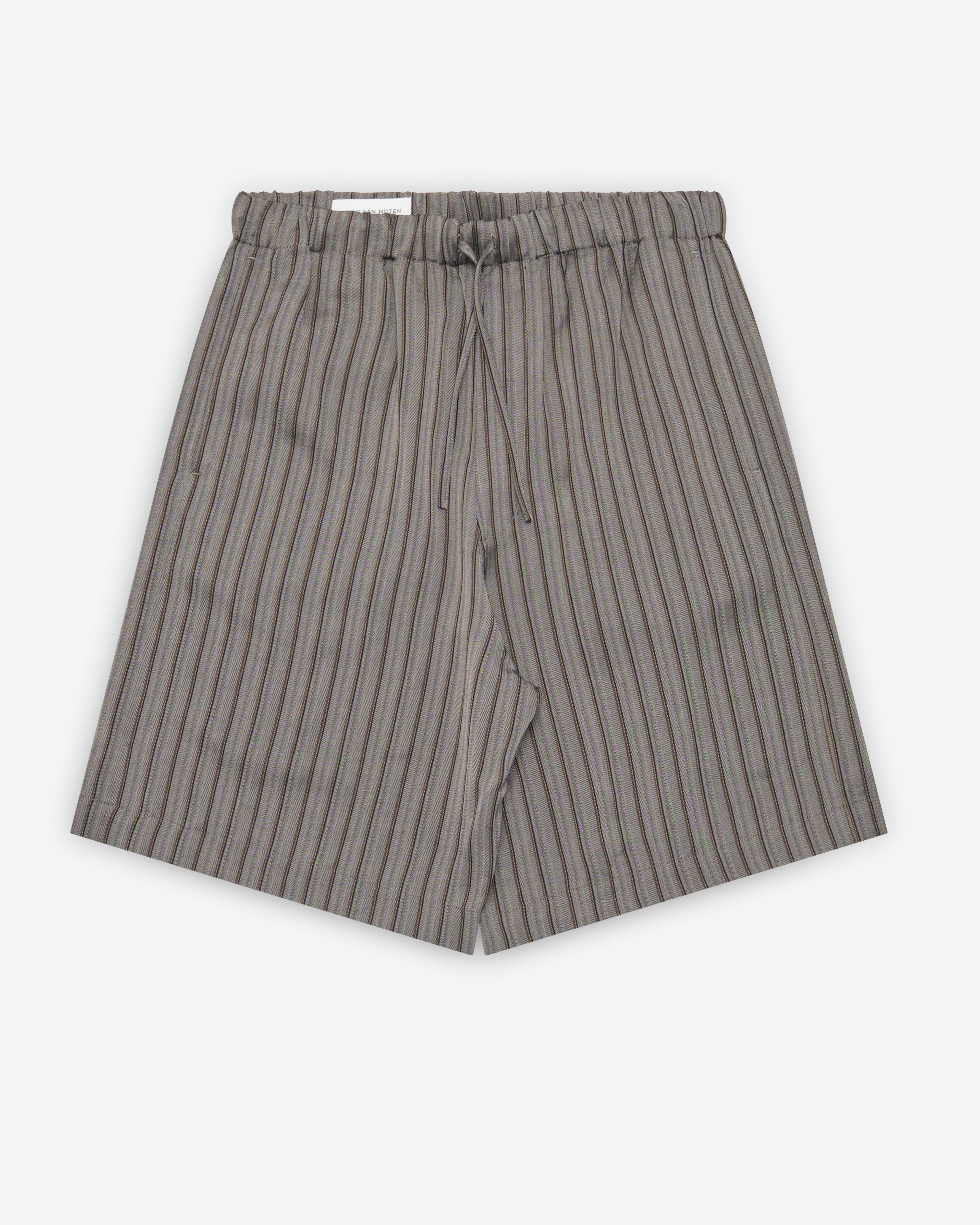 Dries van noten 7部丈 slacks shorts 本人期 Dries Van Noten: Men's Striped Shorts (Grey) | DSMNY E-SHOP