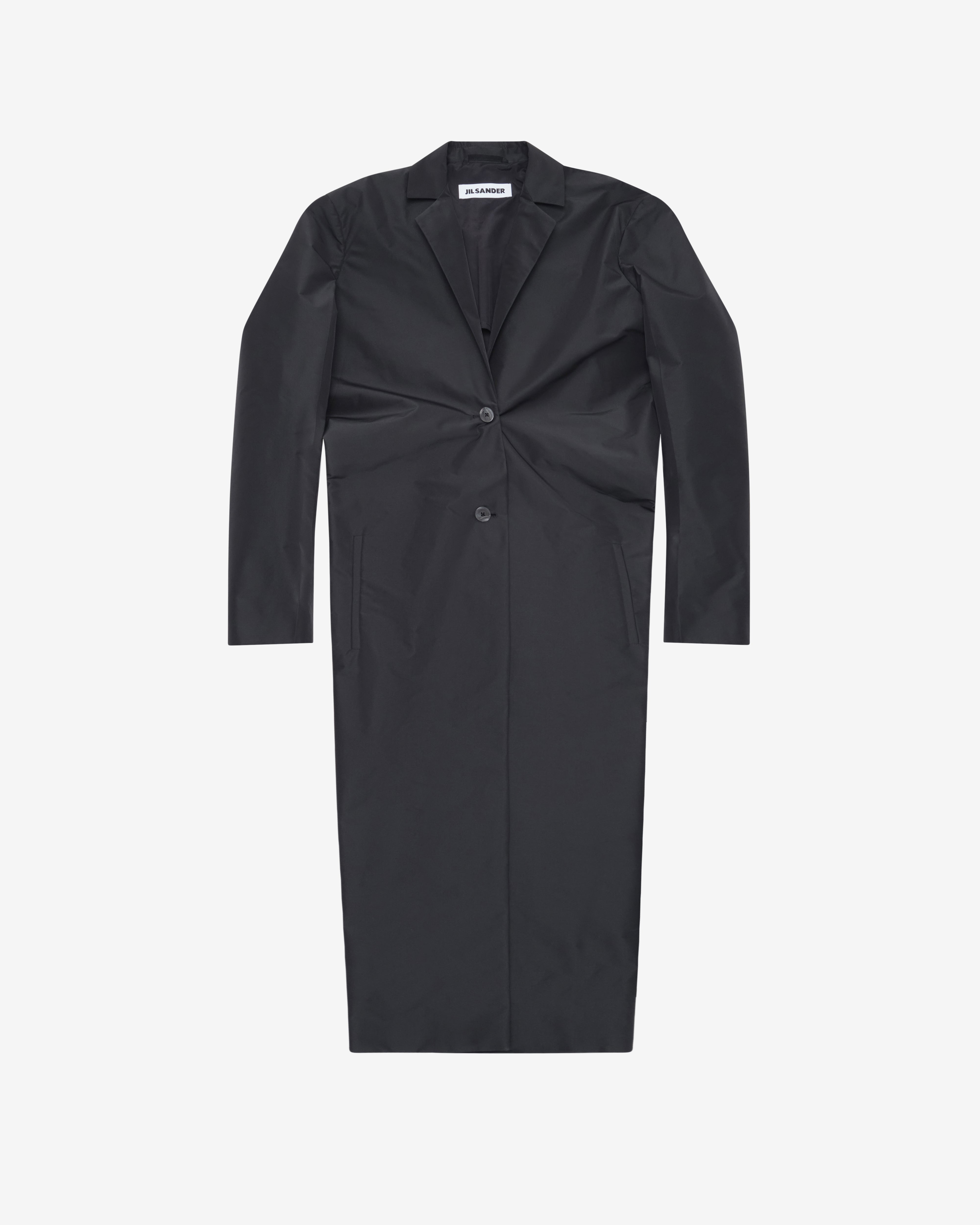 Jil Sander: Women's Gathered Coat (Black) | DSMNY E-SHOP