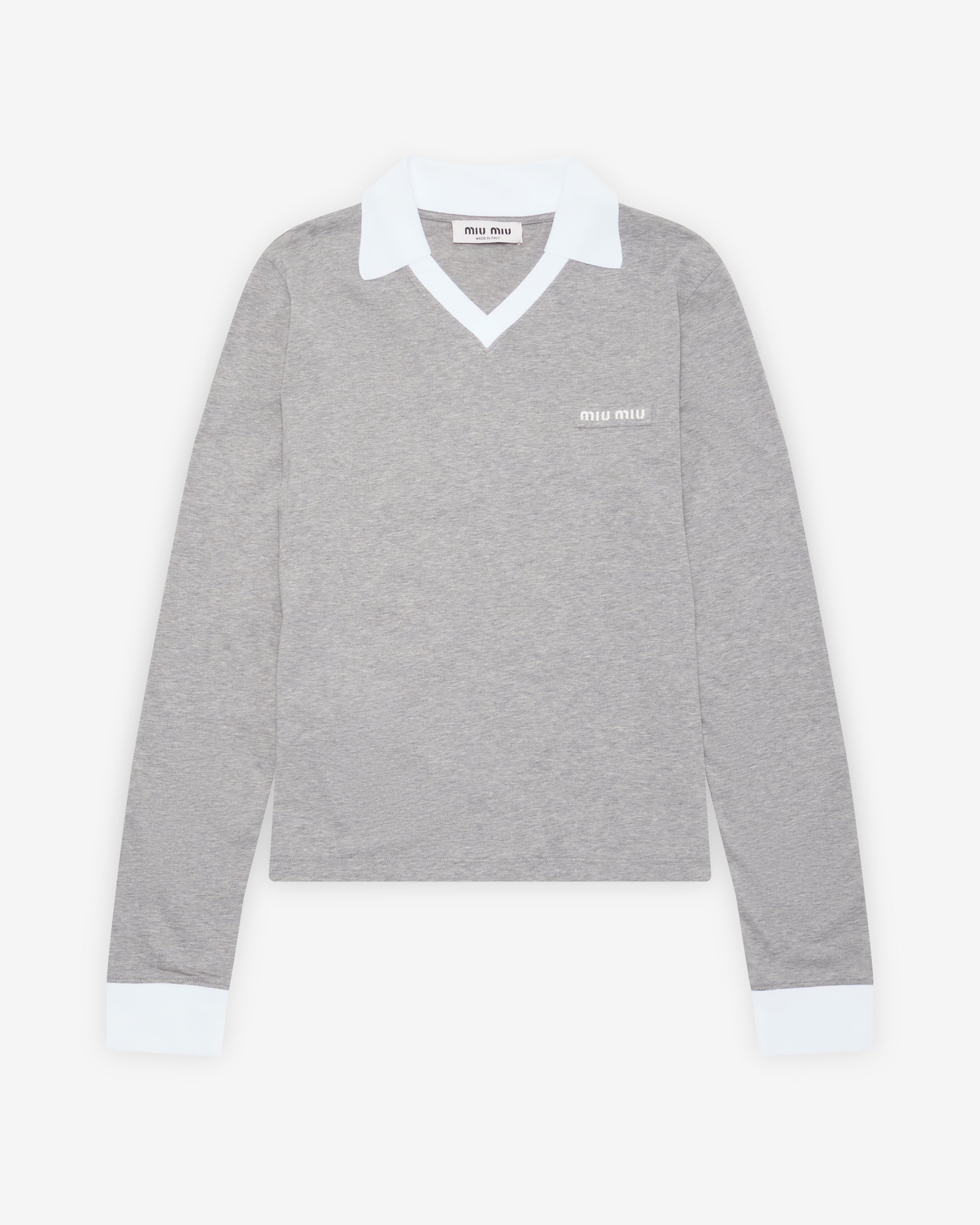 Miu Miu: Women's Polo Shirt (Grey/White) | DSMNY E-SHOP