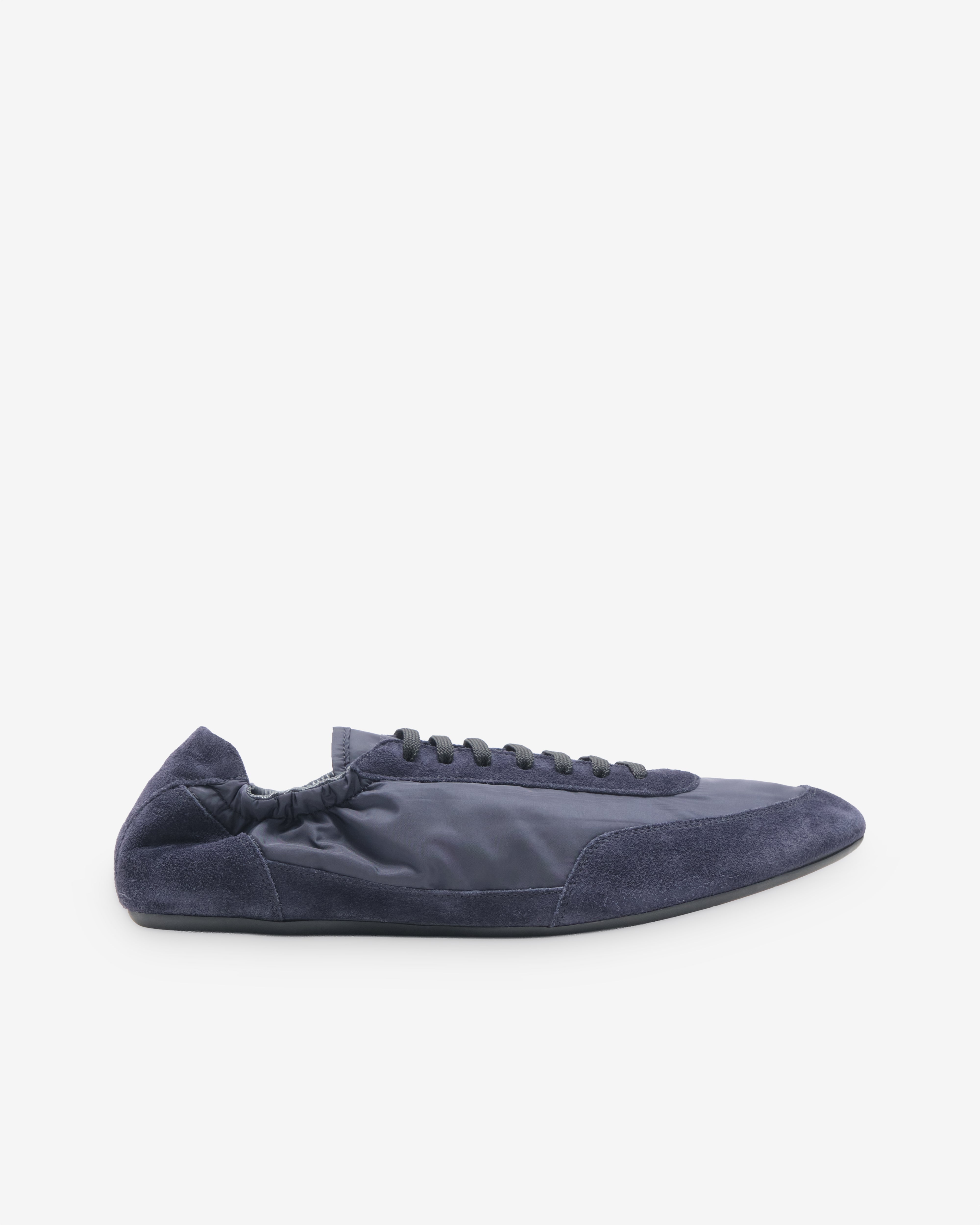 Prada: Men's Collapse Re-Nylon Elasticized Sneakers (Blue) | DSMNY