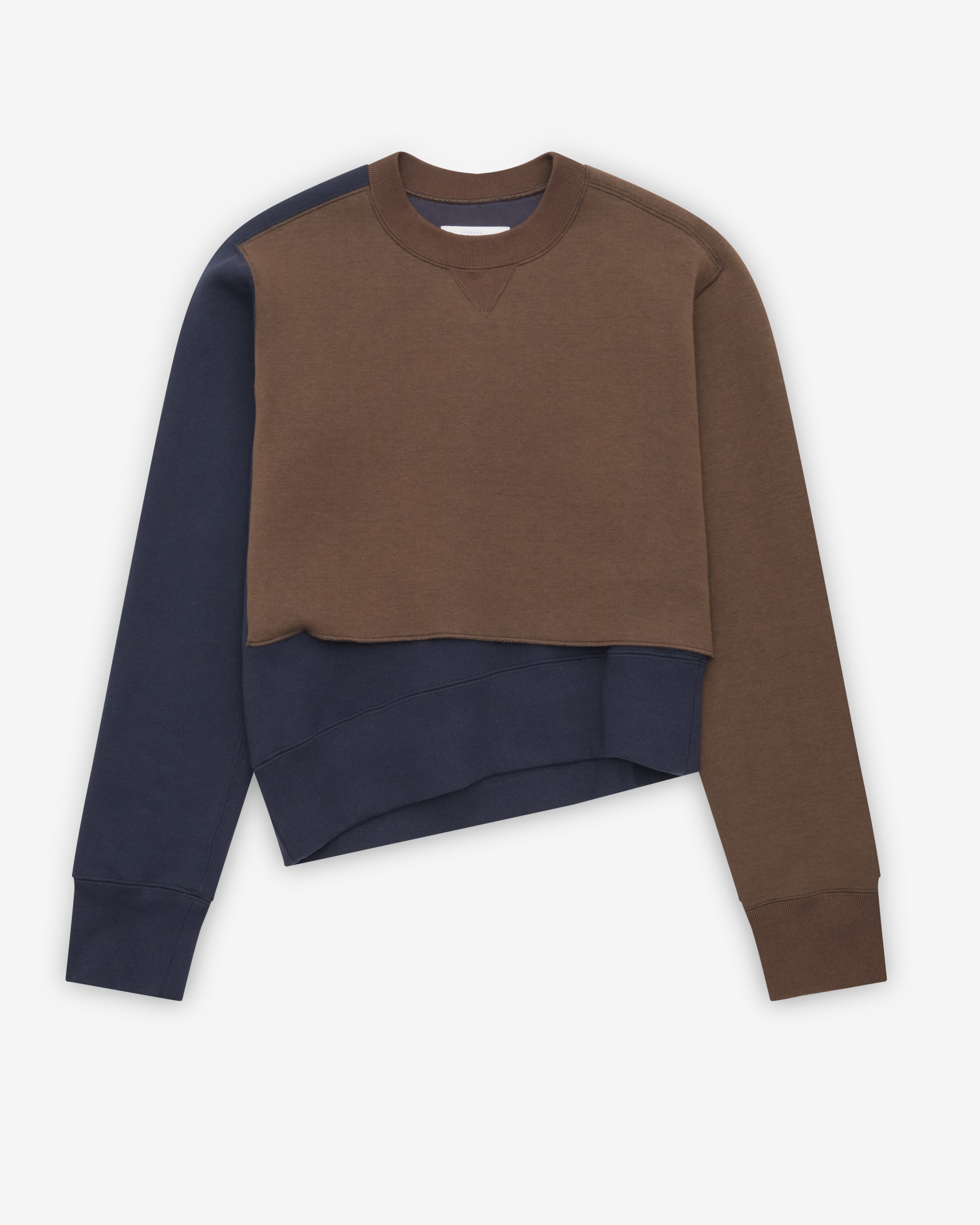 Sacai: Women's Sponge Sweatshirt (Brown/Navy) | DSMNY E-SHOP