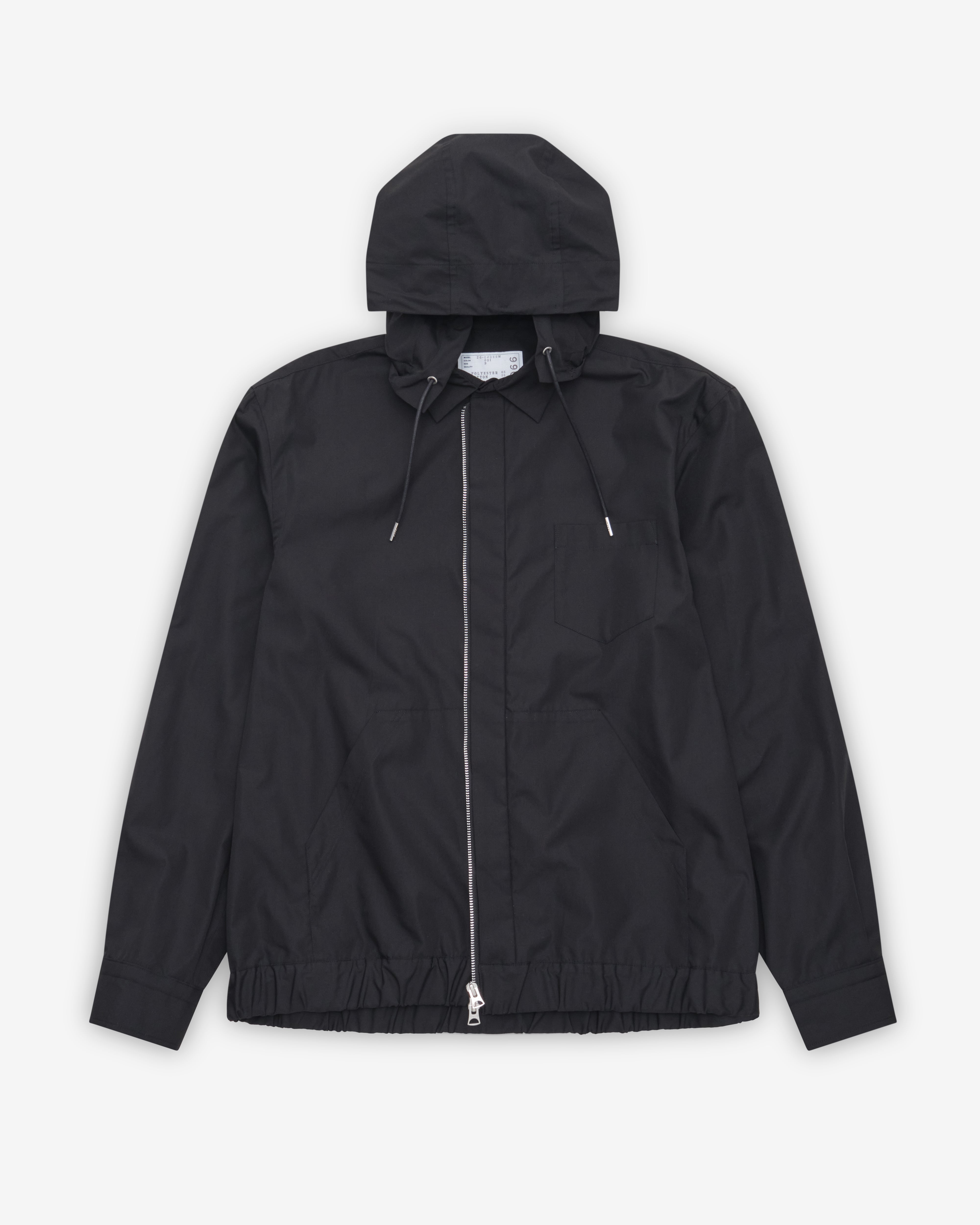 Sacai: Men's Poplin Hoodie (Black) | DSMNY E-SHOP