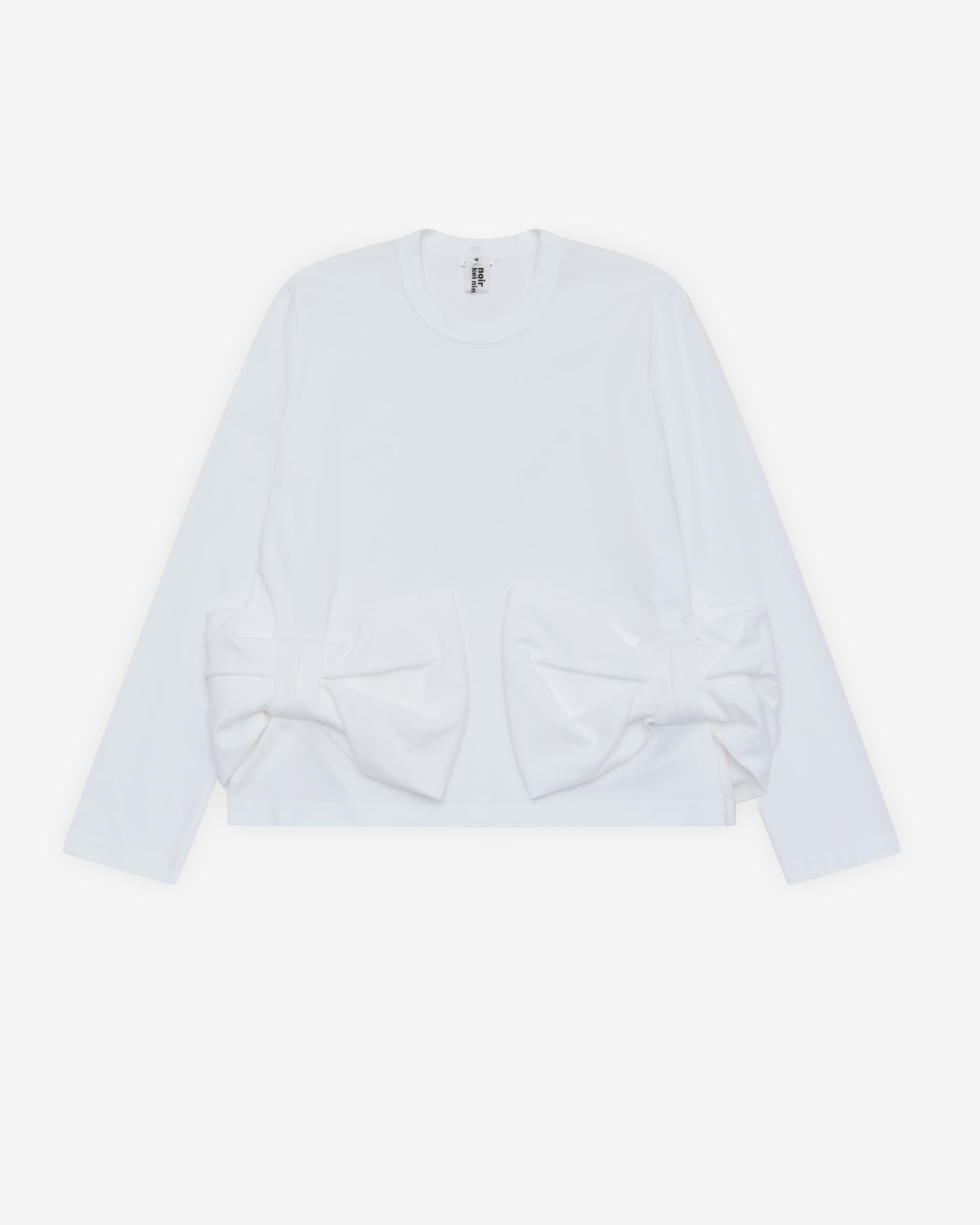 Noir Kei Ninomiya: Women's Long Sleeve Bow T-Shirt (White) | DSMNY