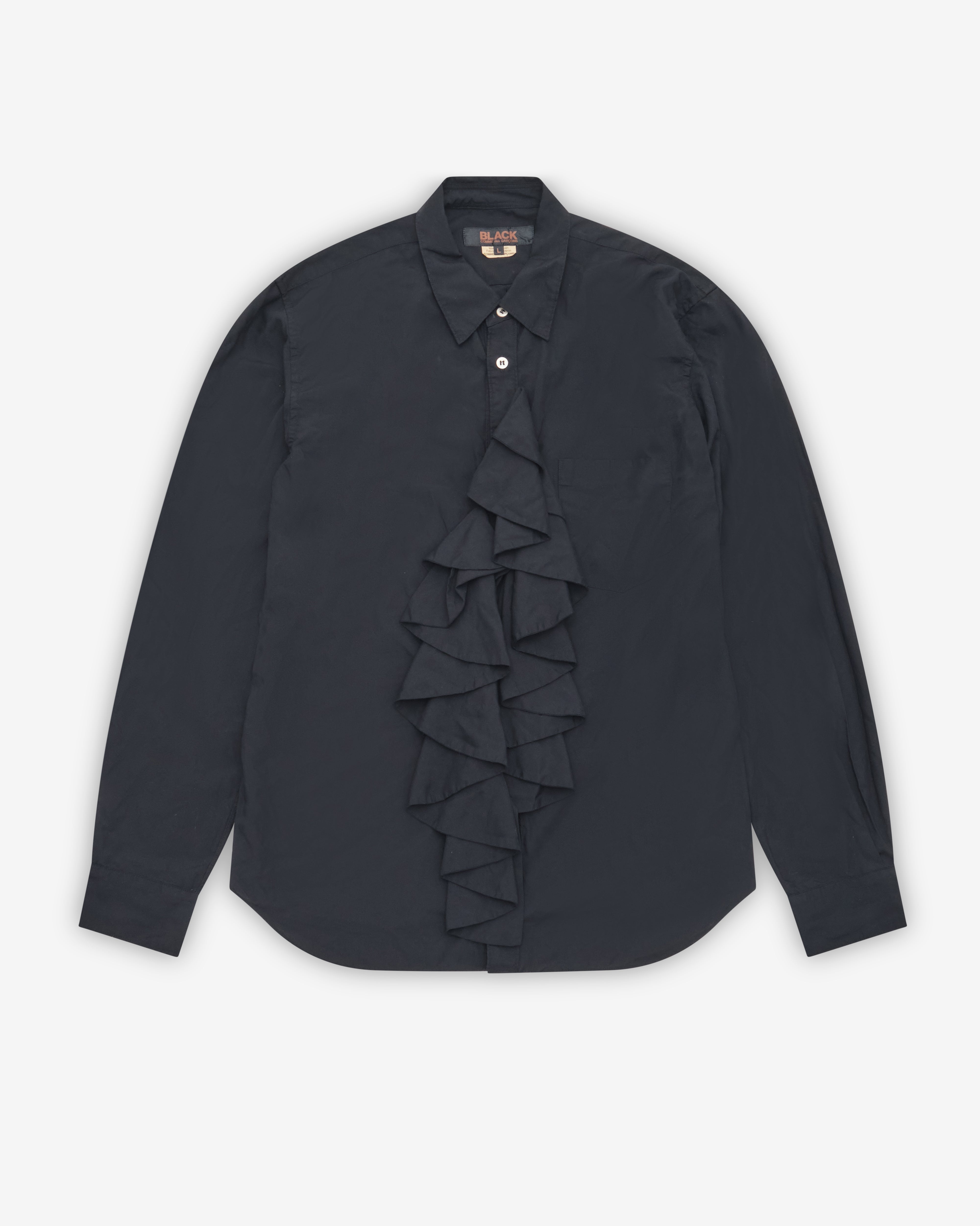 トップス 2012SS COMME des GARCONS Frill Shirt Black Comme des Garçons: Asymmetric Ruffle Shirt (Black) | DSMNY E