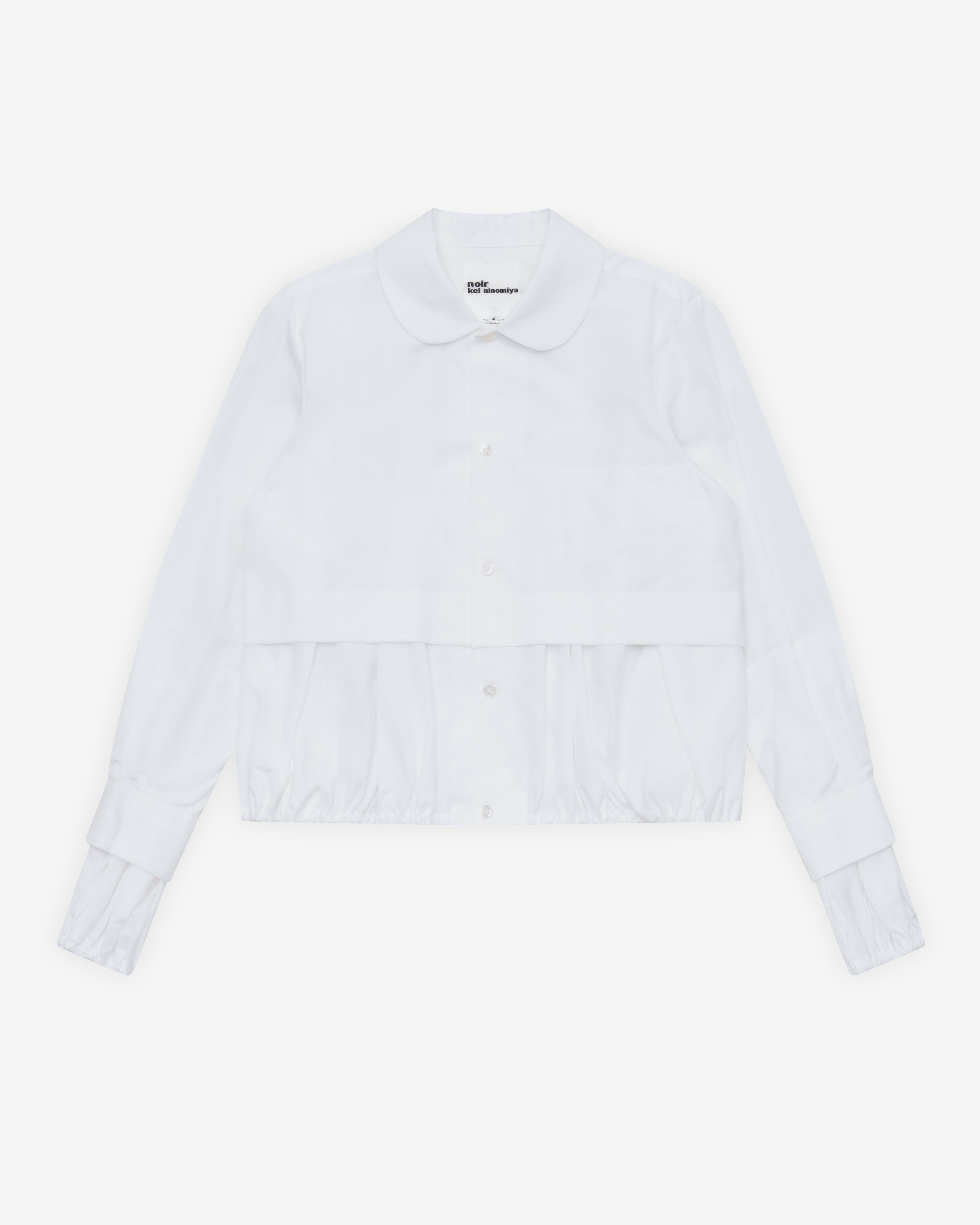 noir kei ninomiya フード付き白ブラウス Noir Kei Ninomiya: Women's Double-Layered Blouse (White) | DSMNY E