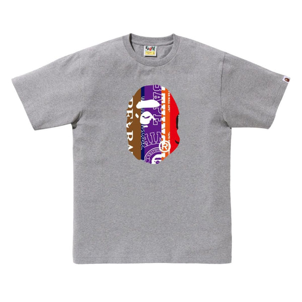 Bape - Men's Fans Scarf Pattern Apehead T-Shirt - (Gray)