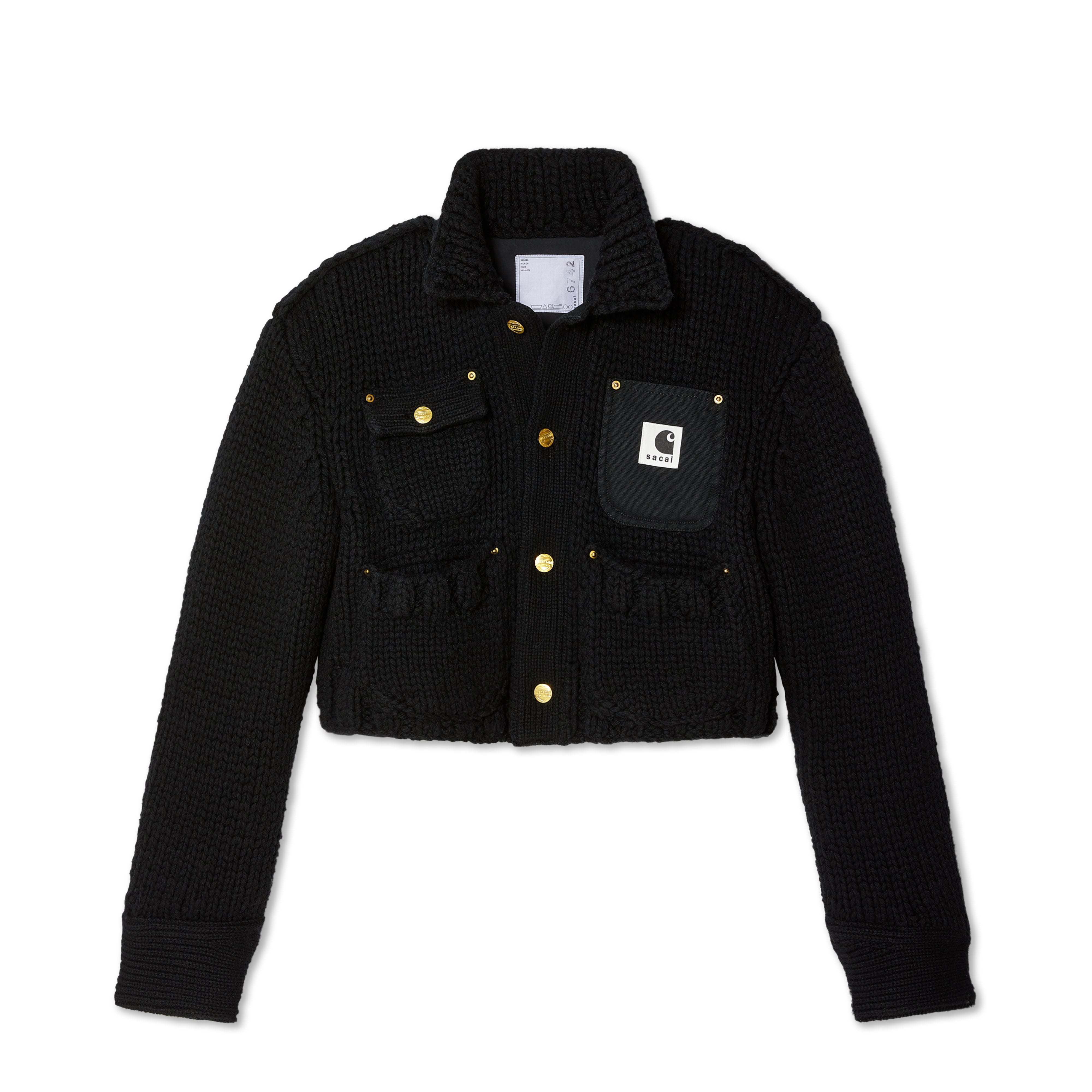 sacai - Carhartt WIP Women's Michigan Cropped Knit Jacket - (Black