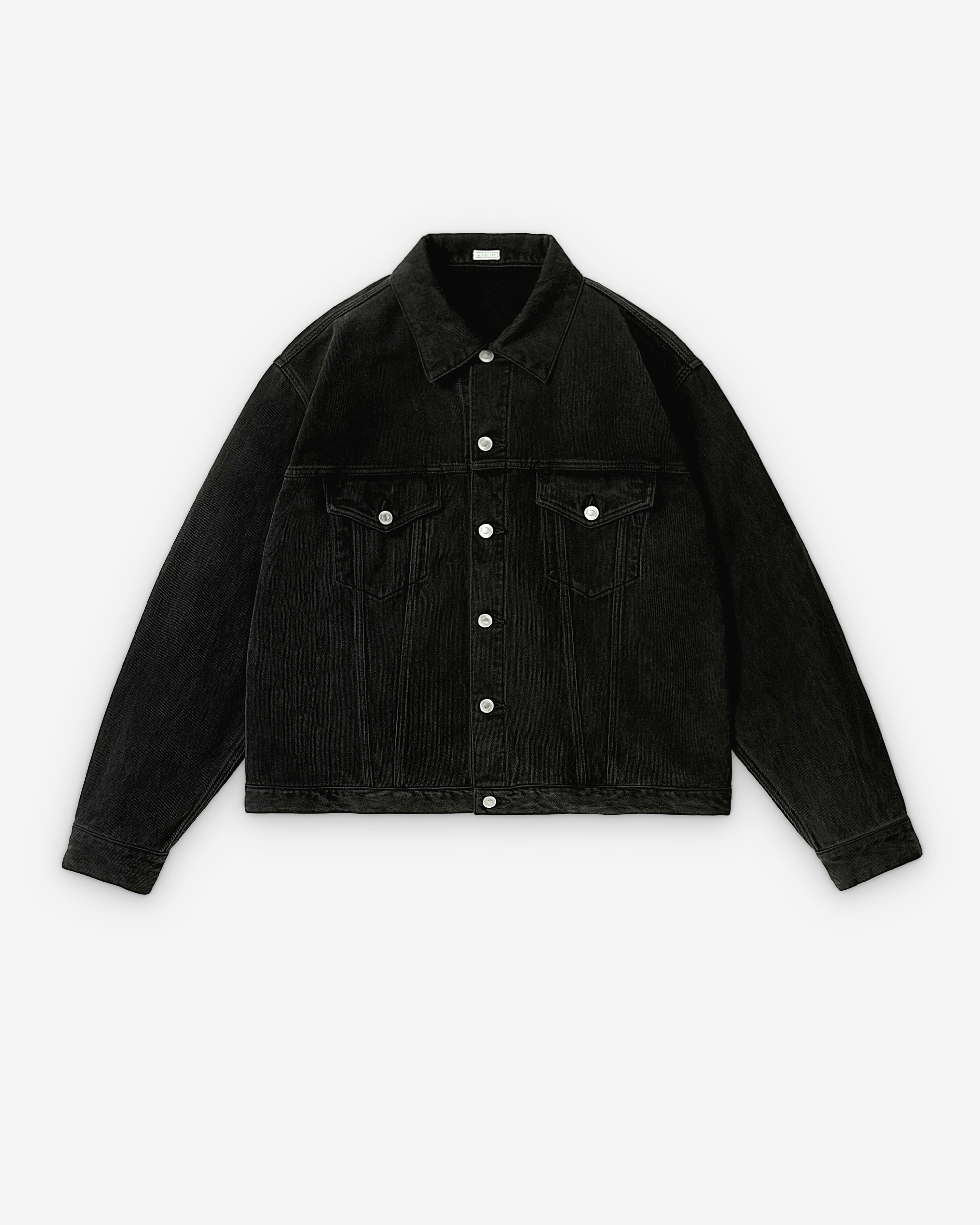 A.Presse: Men's Washed Cotton Pique 3rd Trucker Jacket (Black