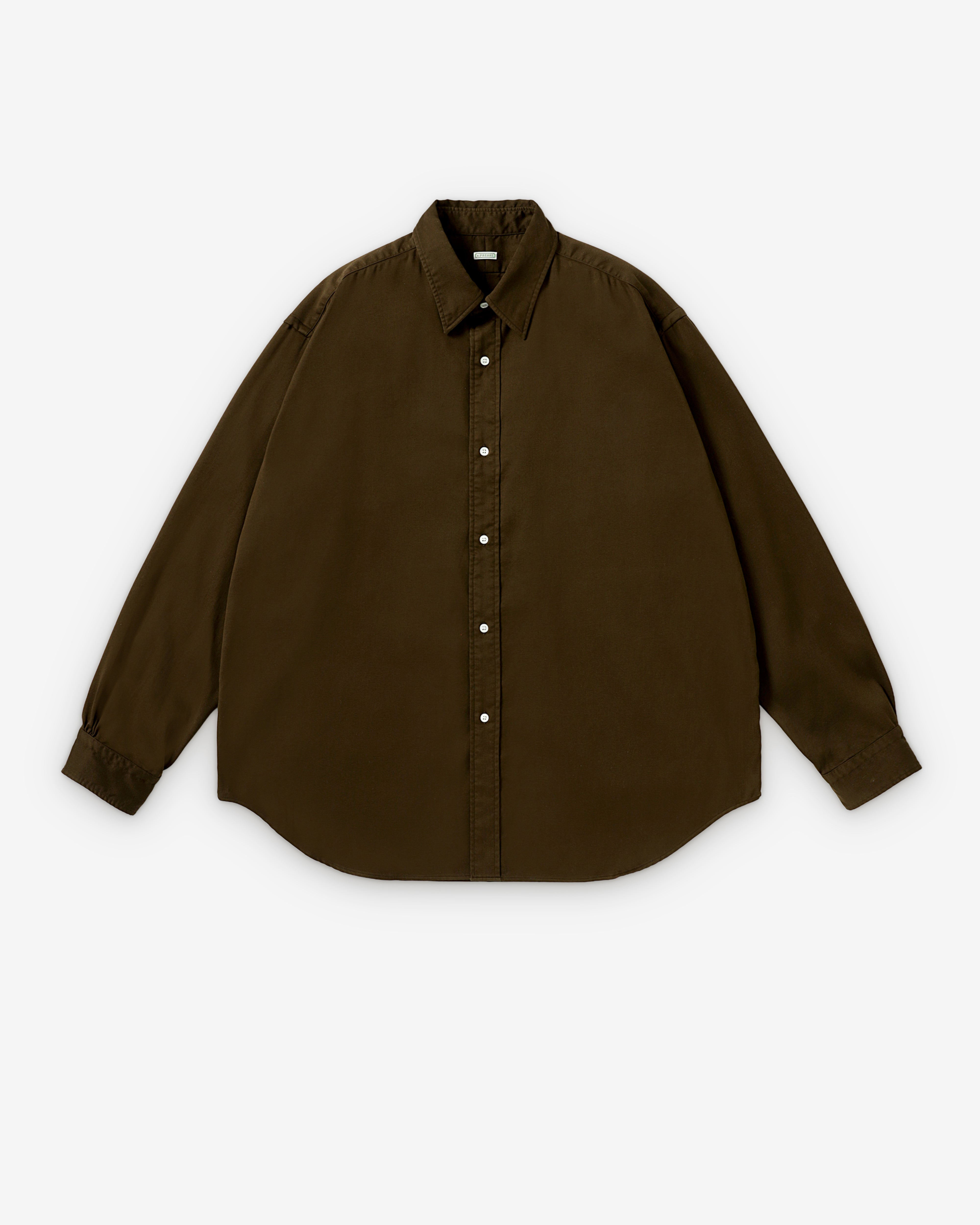 A.Presse: Men's Double Weave Twill Shirt (Dark Olive) | DSMNY E-SHOP