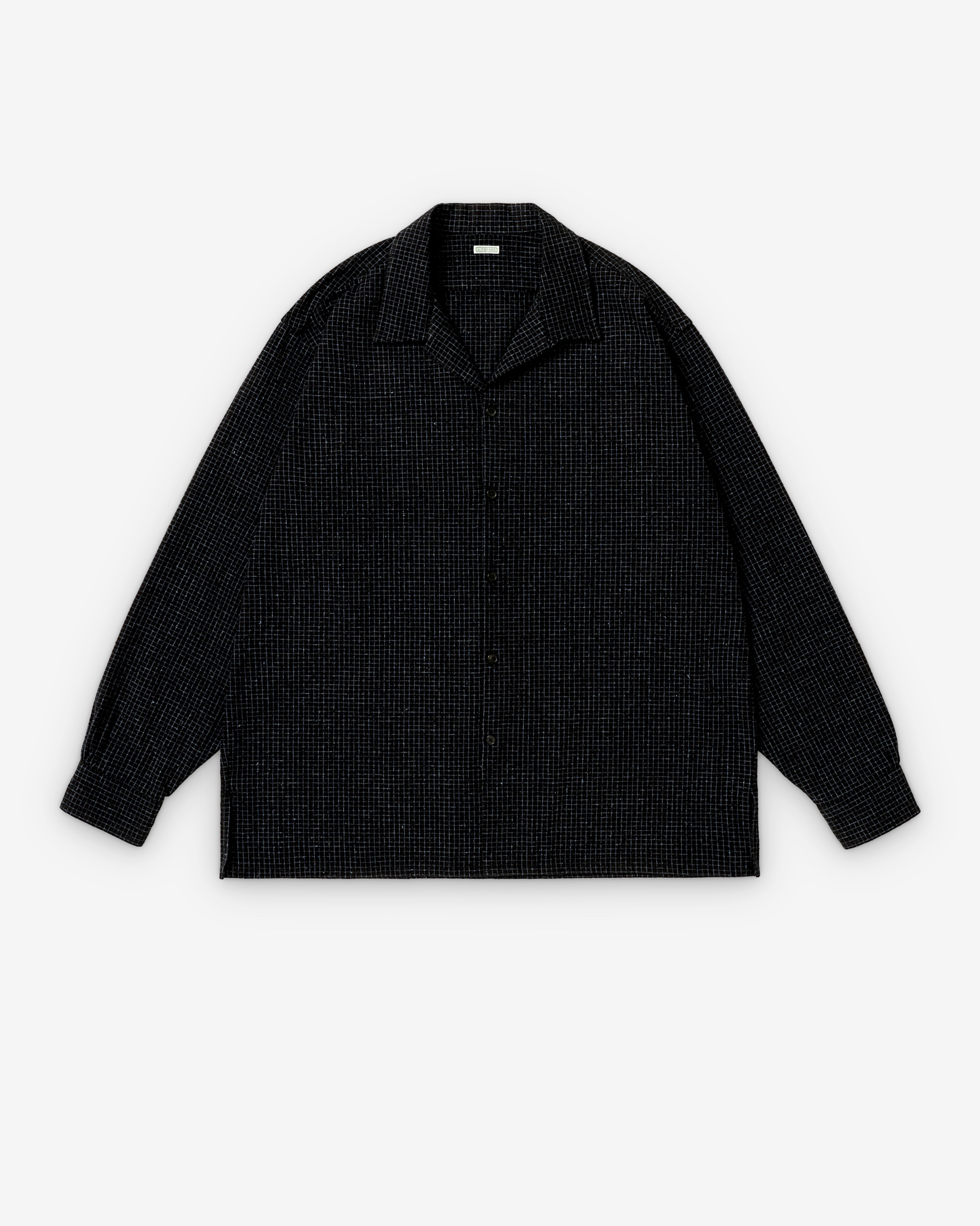A.Presse: Men's Silk Nep Loop Collar Shirt (Black) | DSMNY E-SHOP