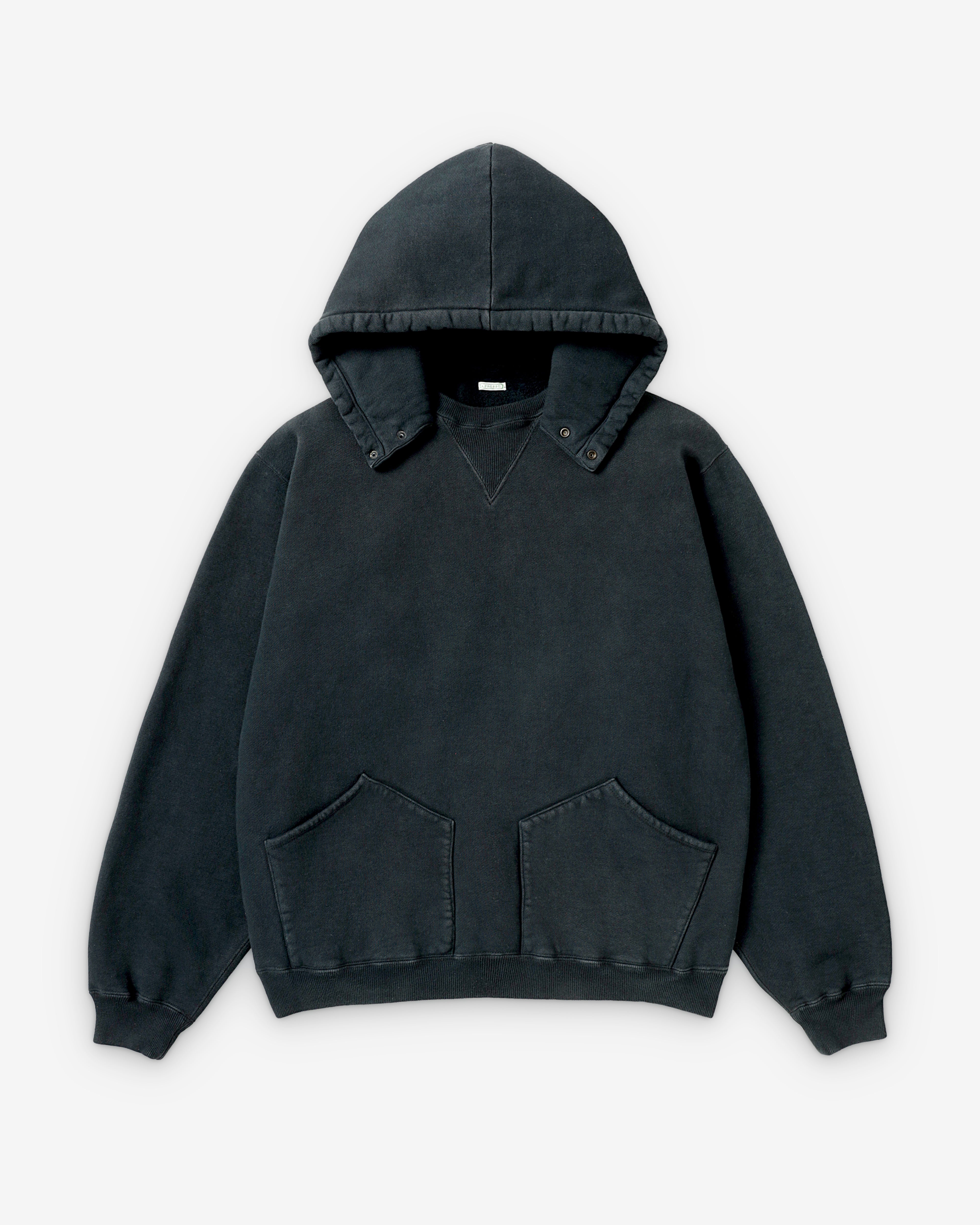 A.Presse: Men's Vintage Snap Hood Sweatshirt (Black) | DSMNY E-SHOP