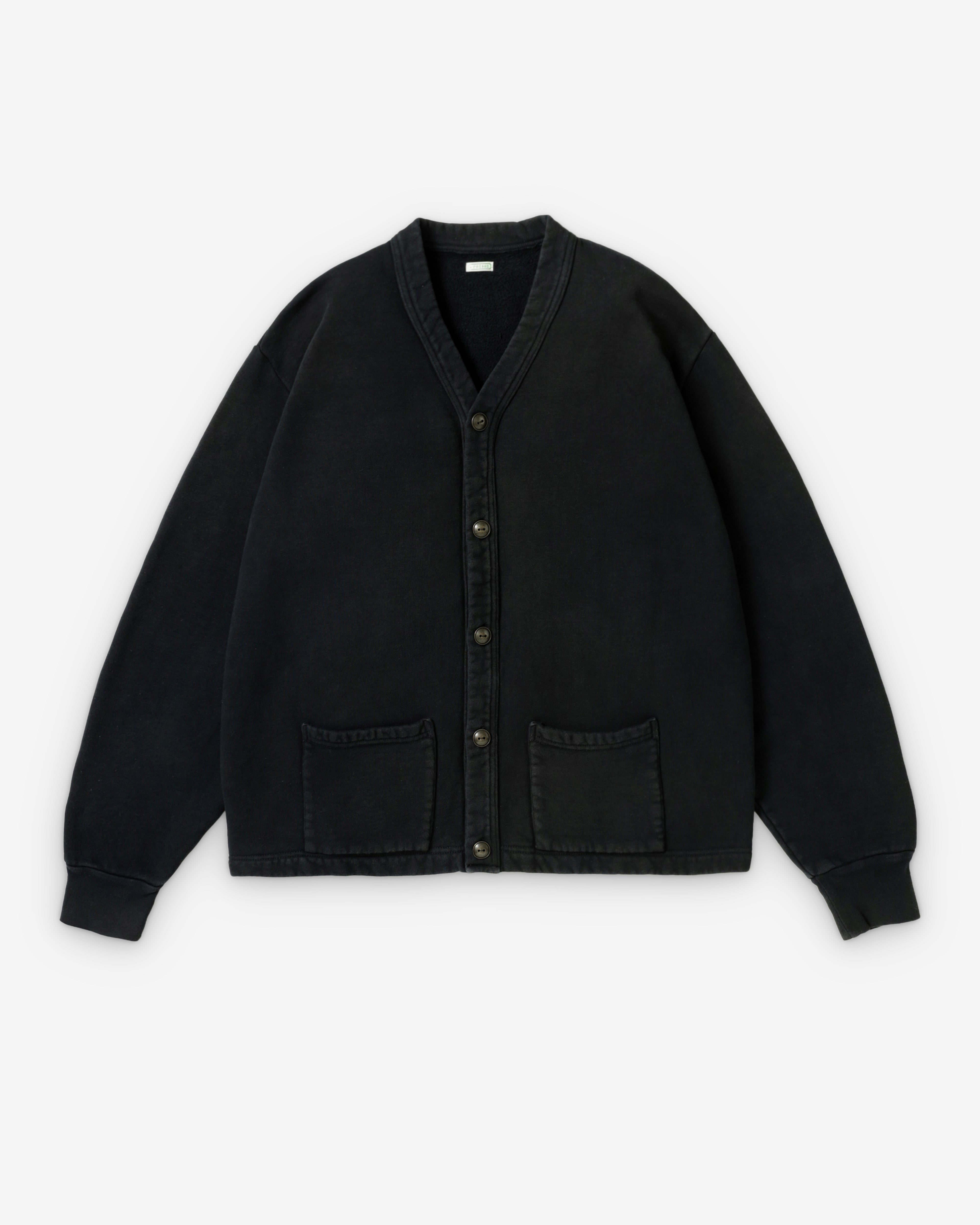 A.Presse: Men's Vintage Sweat Cardigan (Black) | DSMNY E-SHOP