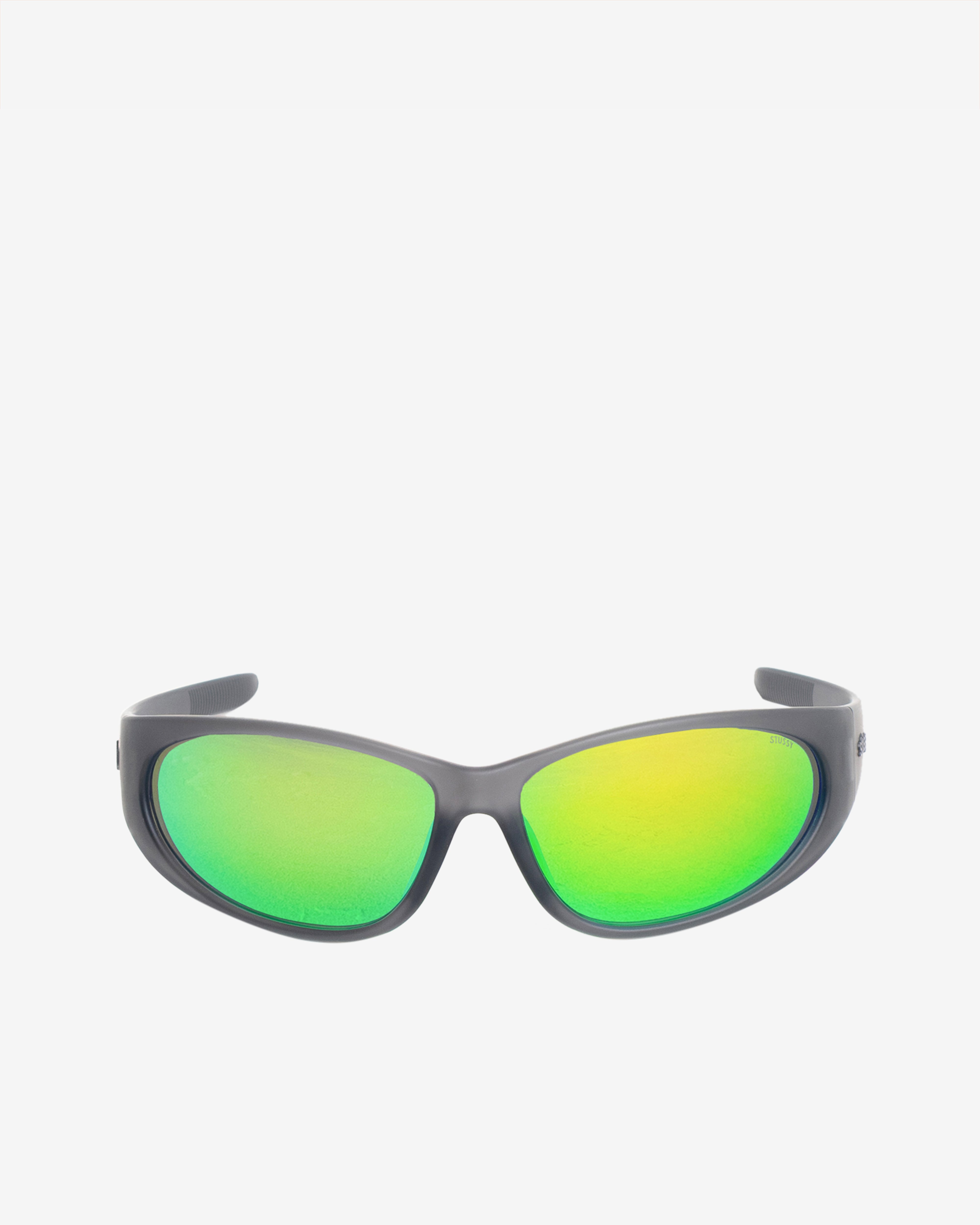 Stüssy: Men's Adrian Sunglasses (Frost Grey/Green Mirror) | DSMNY