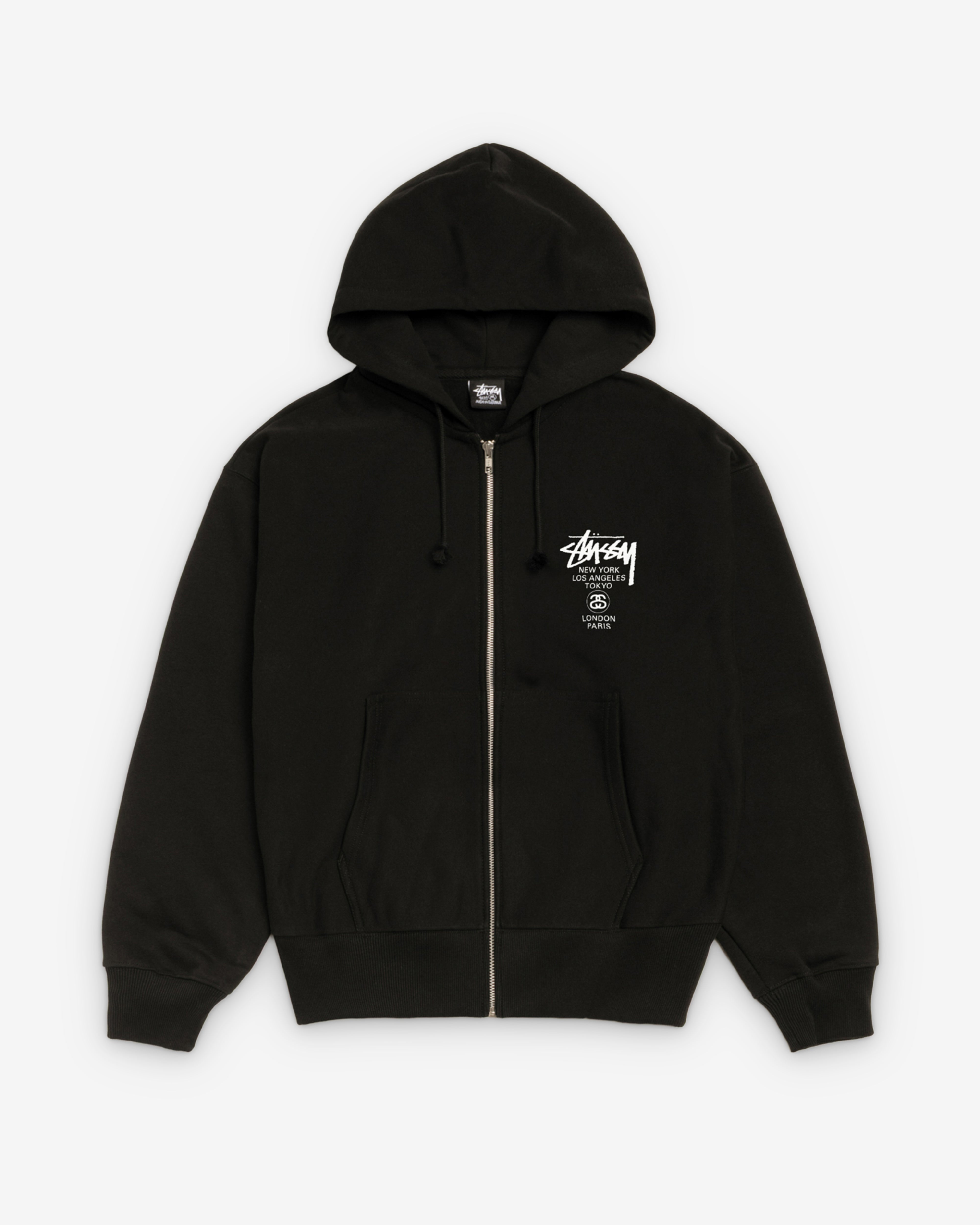 Stussy フーディー Stüssy: World Tour Zip Hood (Black) | DSMNY E-SHOP
