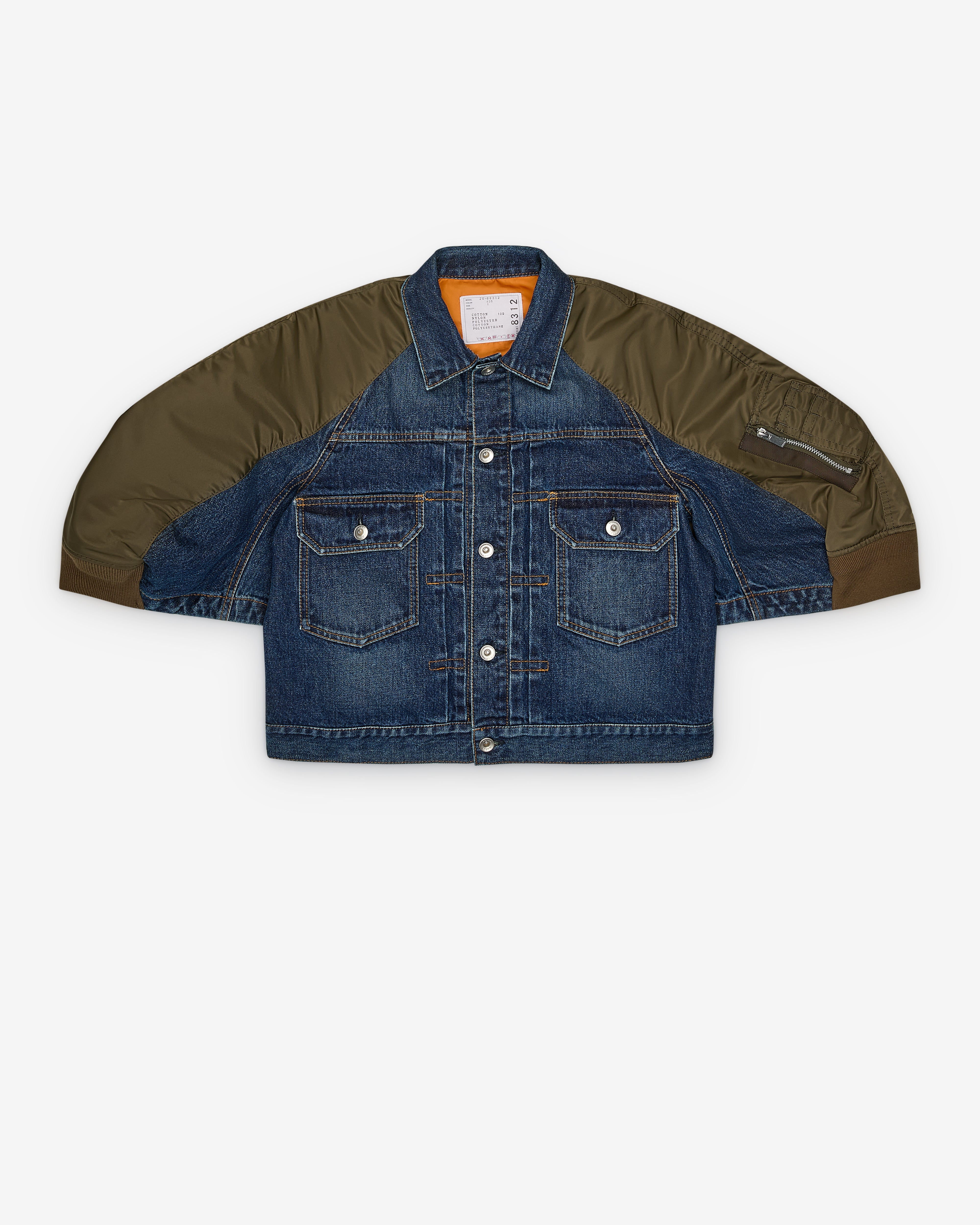 Sacai: Women's Nylon Twill Jacket (Blue/Dark Khaki) | DSMNY E-SHOP