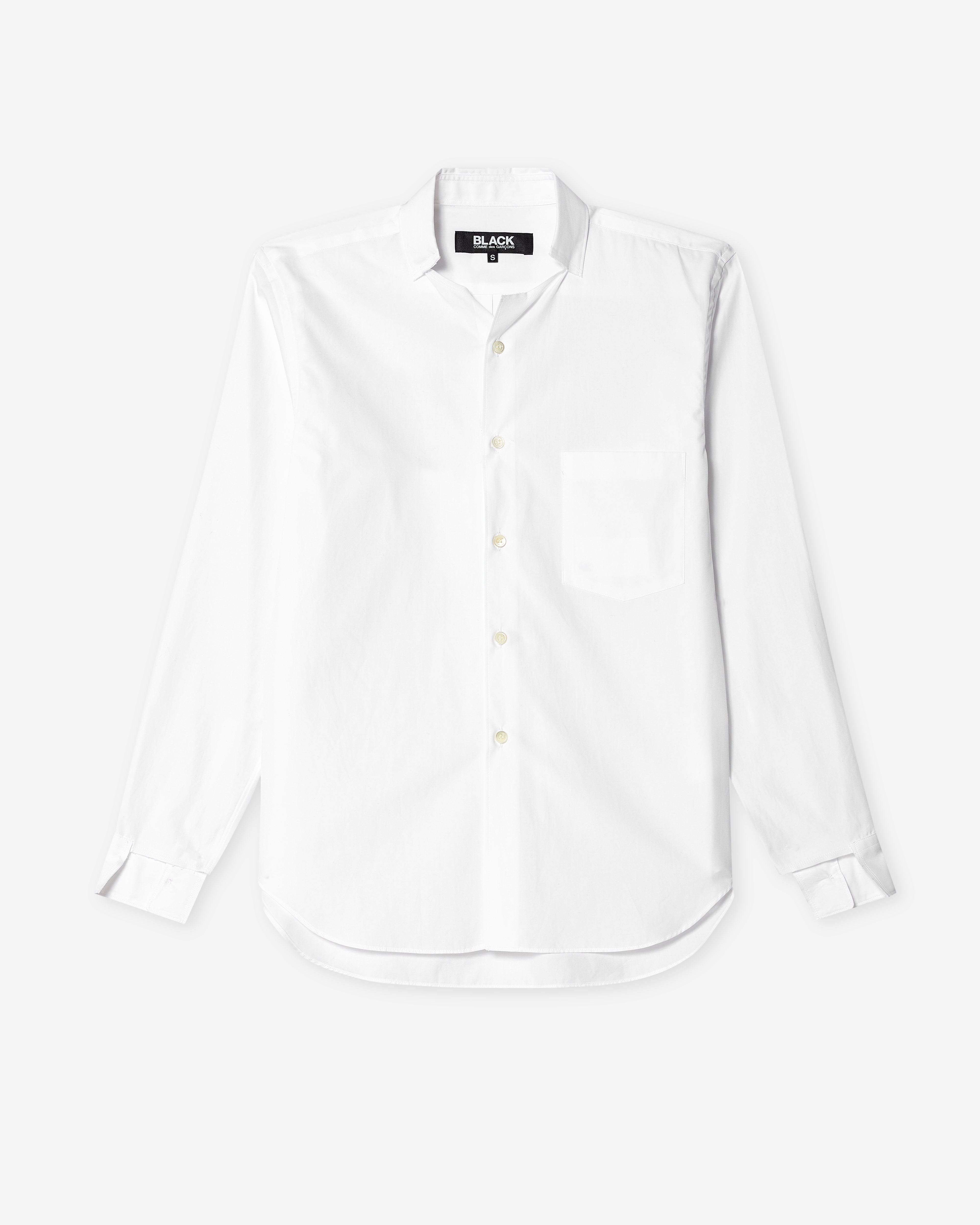 Black Comme des Garçons: Cut Collar Shirt (White) | DSMNY E-SHOP