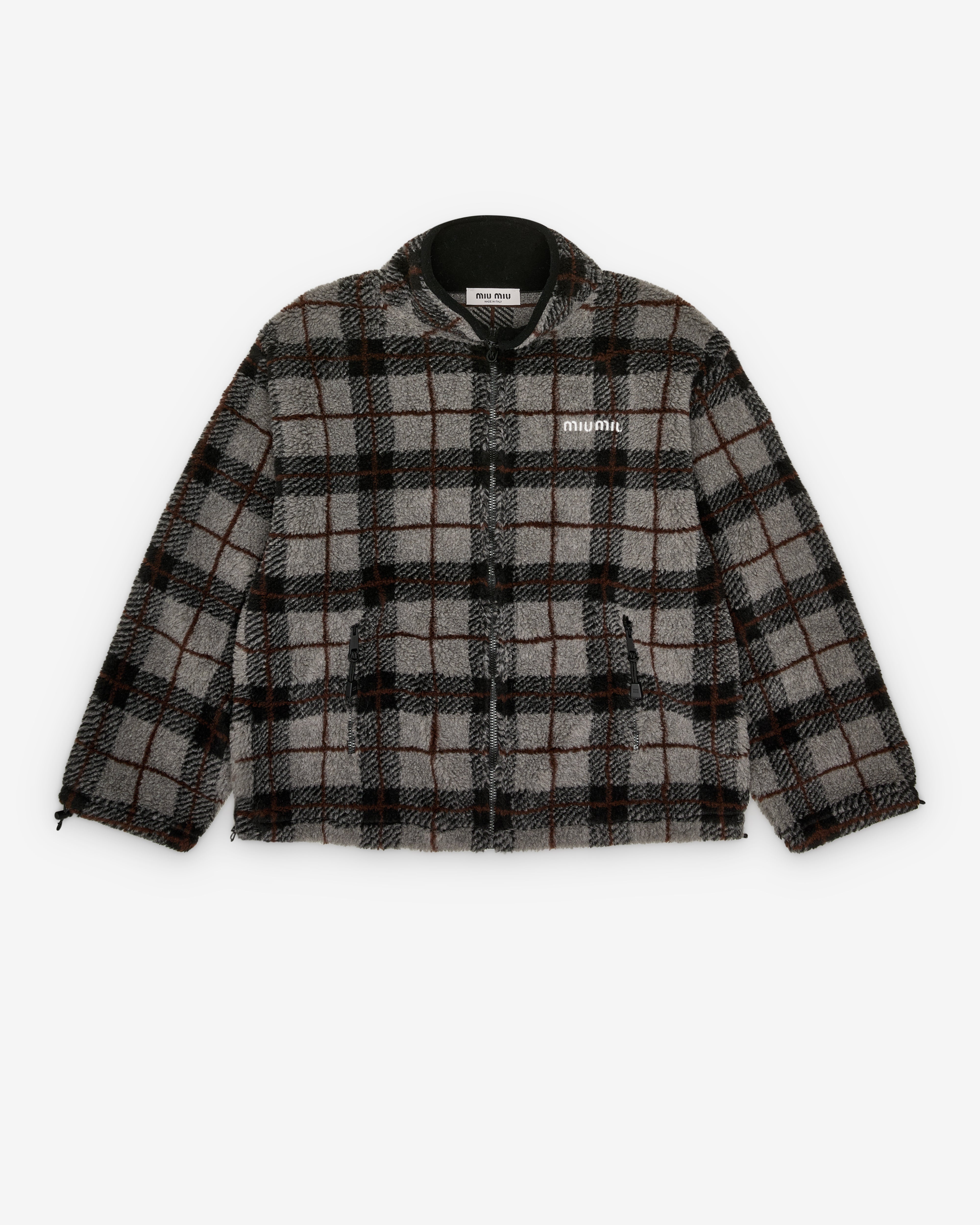 H*A様 MIU MINIコットンブルゾン Miu Miu: Men's Plaid Blouson (Grey) | DSMNY E-SHOP