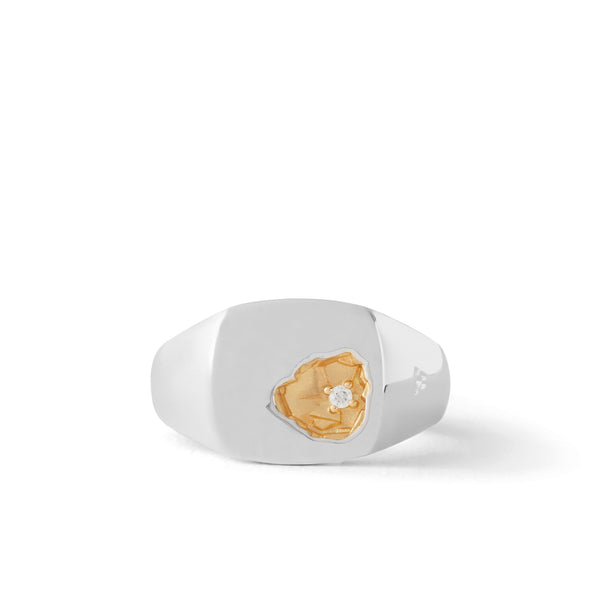 Tom Wood - Mined Ring Small Diamond - (Yellow Gold)