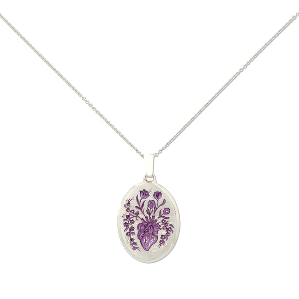 Castro - Silver and Purple Ceramic Heart Pendant