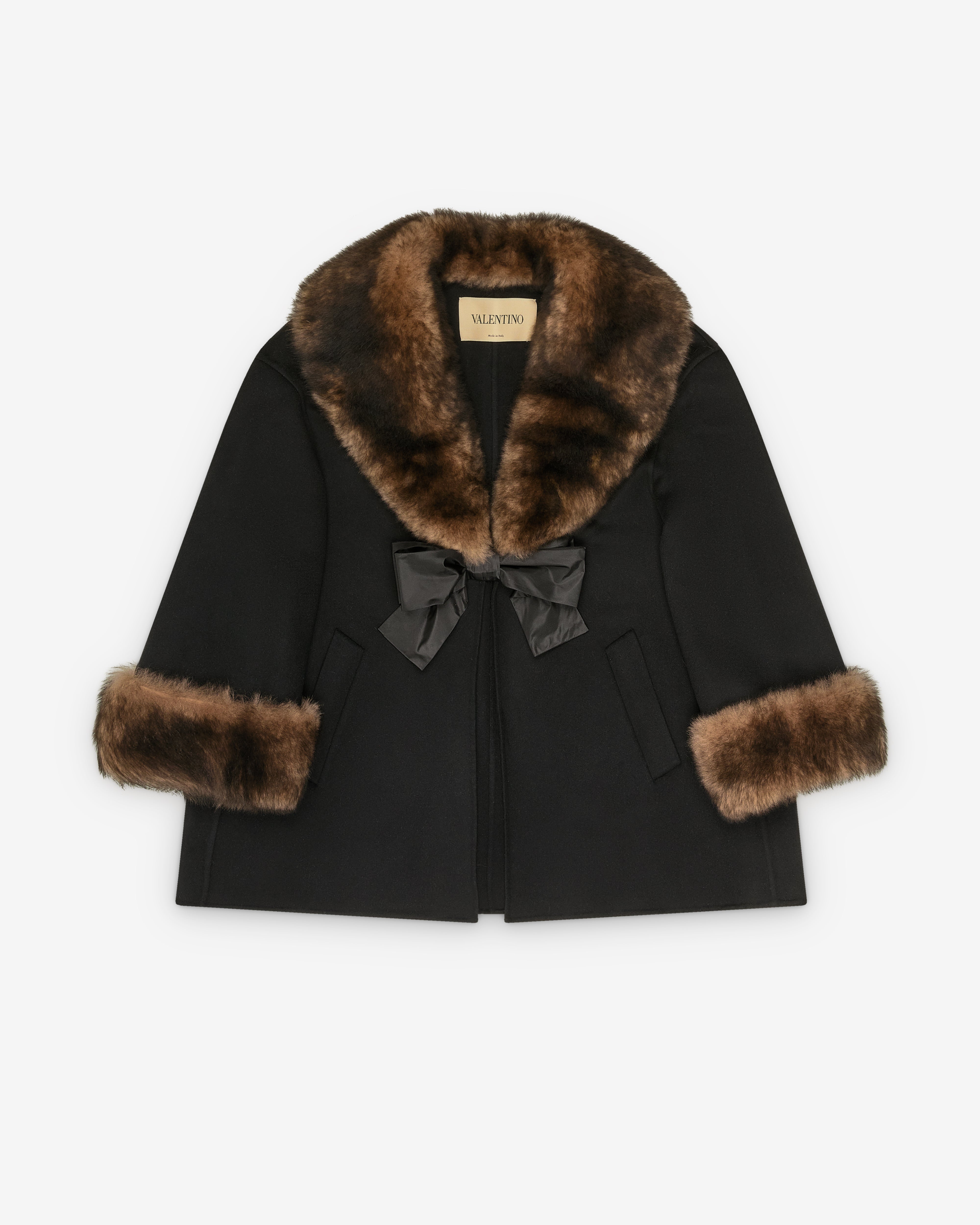 Valentino: Women's Compact Drap Caban (Black) | DSMNY E-SHOP