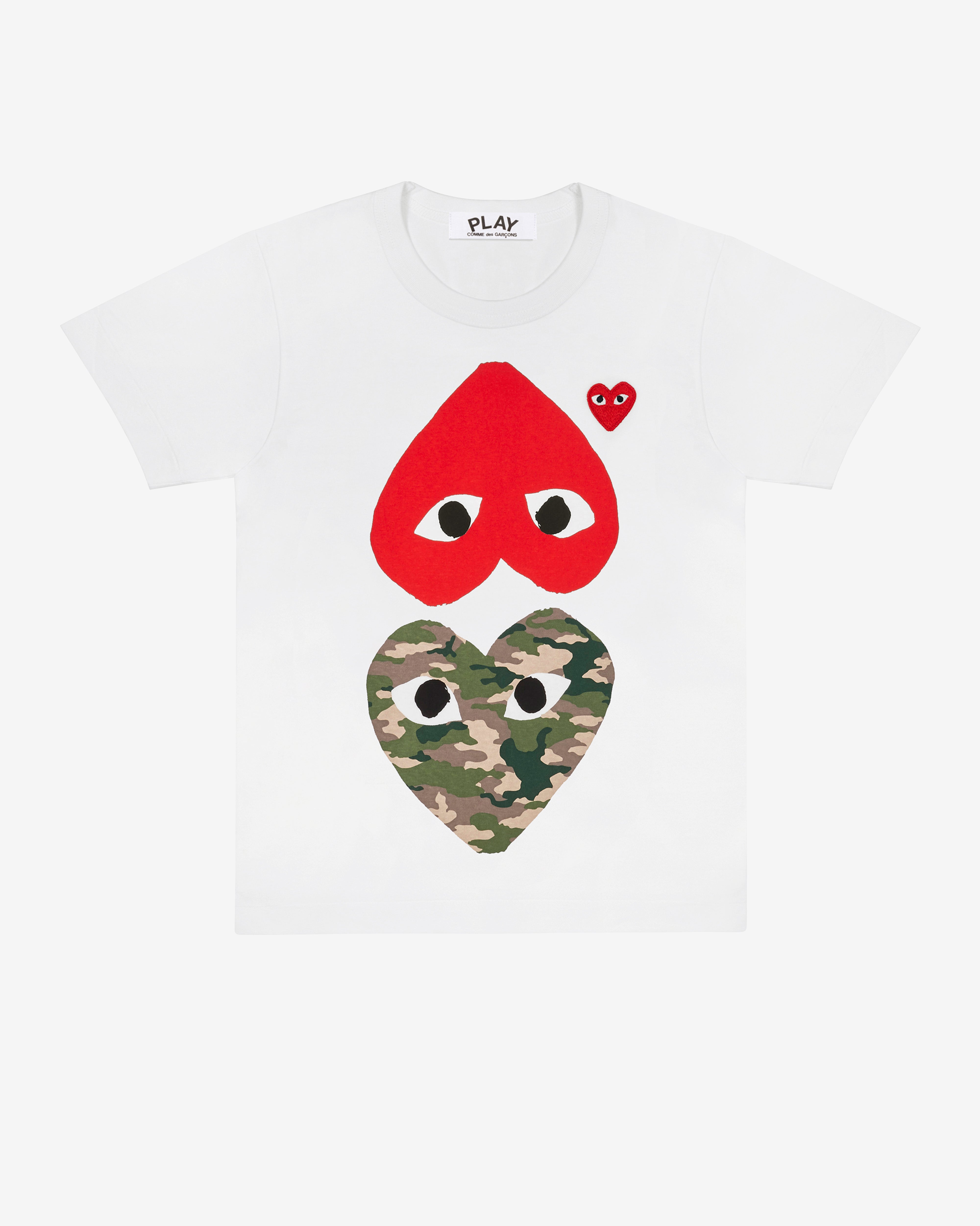 PLAY COMME des GARÇONS 迷彩ハートTシャツ XS Play Comme des Garçons: Camouflage With Upside Down Heart T-Shirt