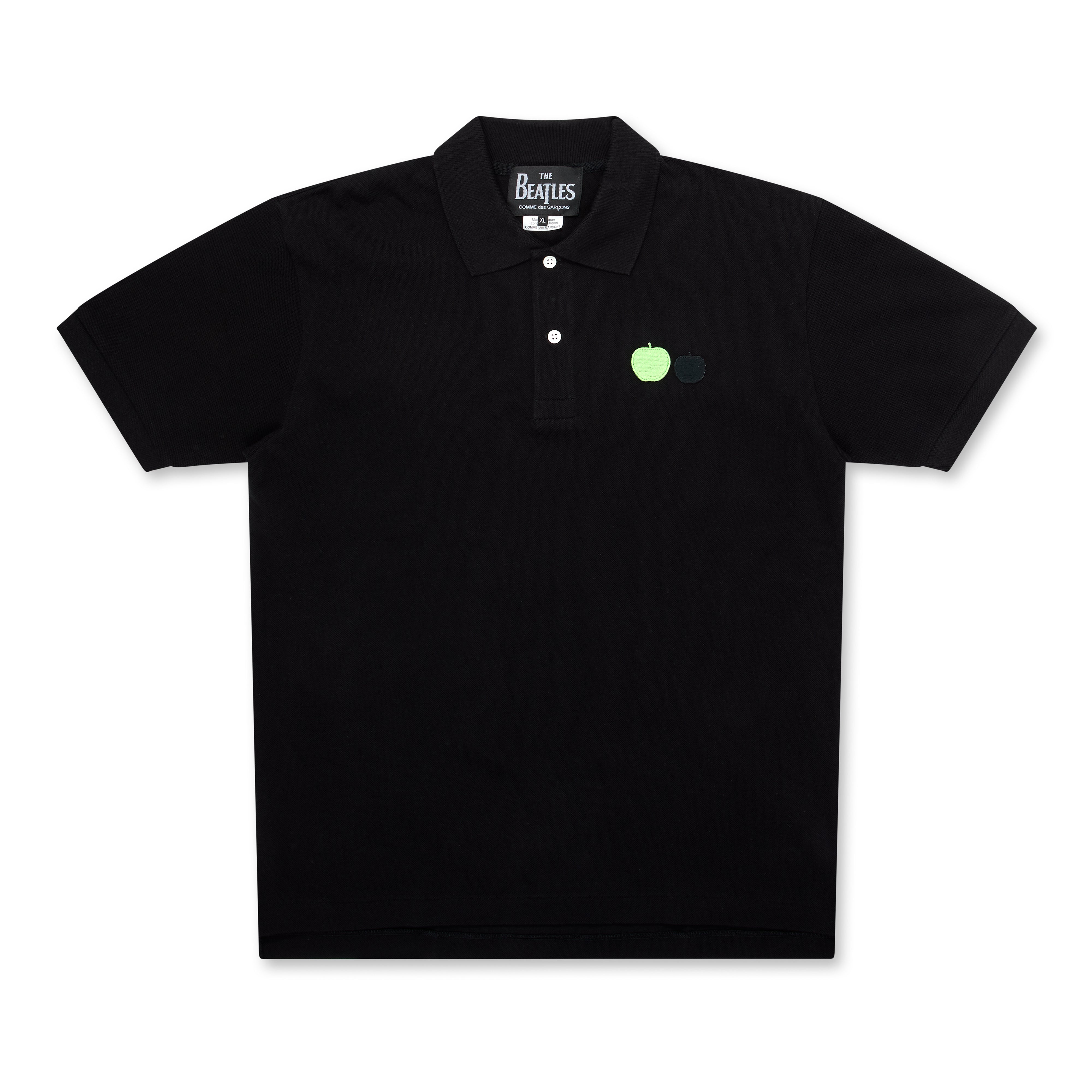CDG Beatles: Embroidered Apples Polo Shirt (Black) | DSMNY E-SHOP