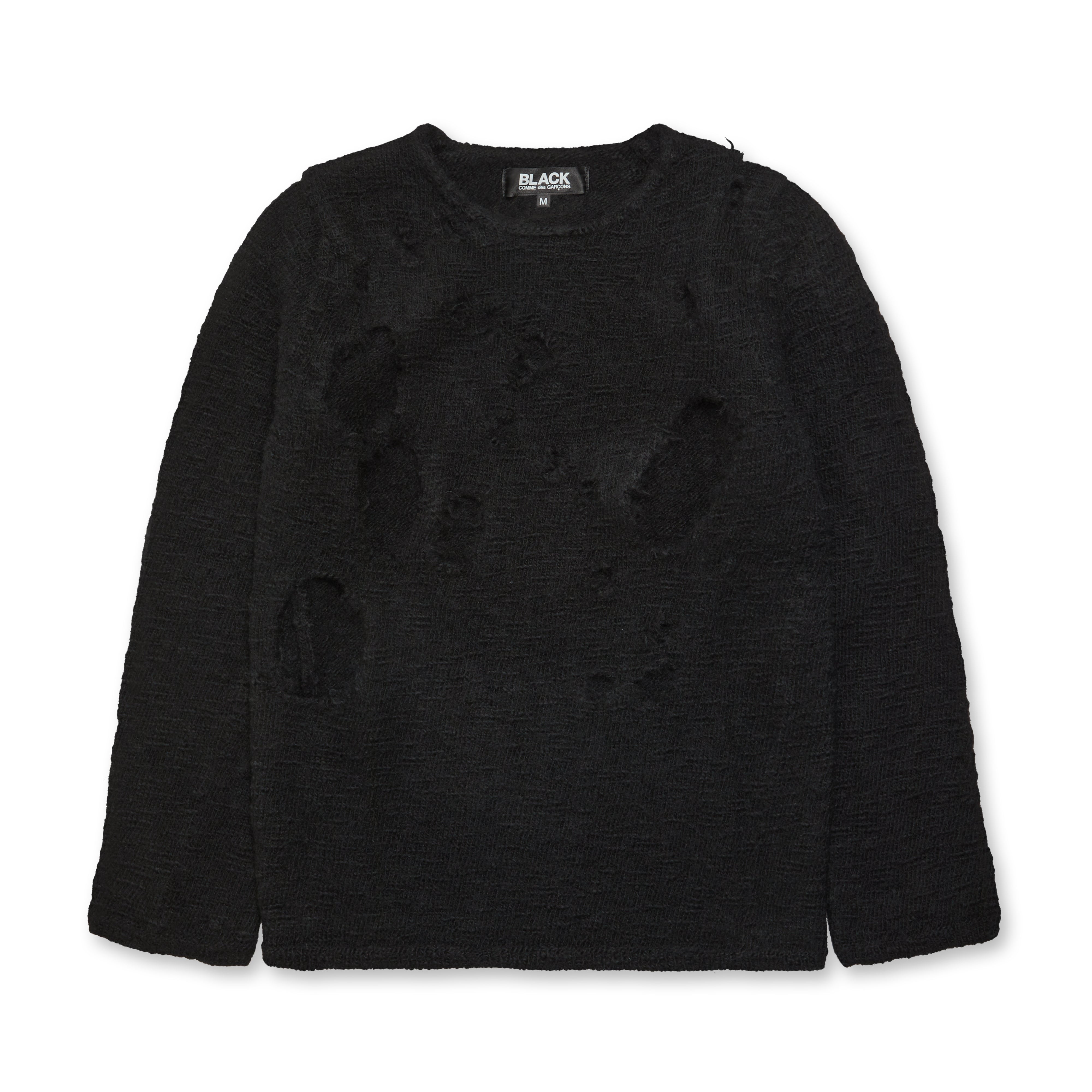 BLACK Comme des Garçons - Distressed Crewneck Sweater - (Black 