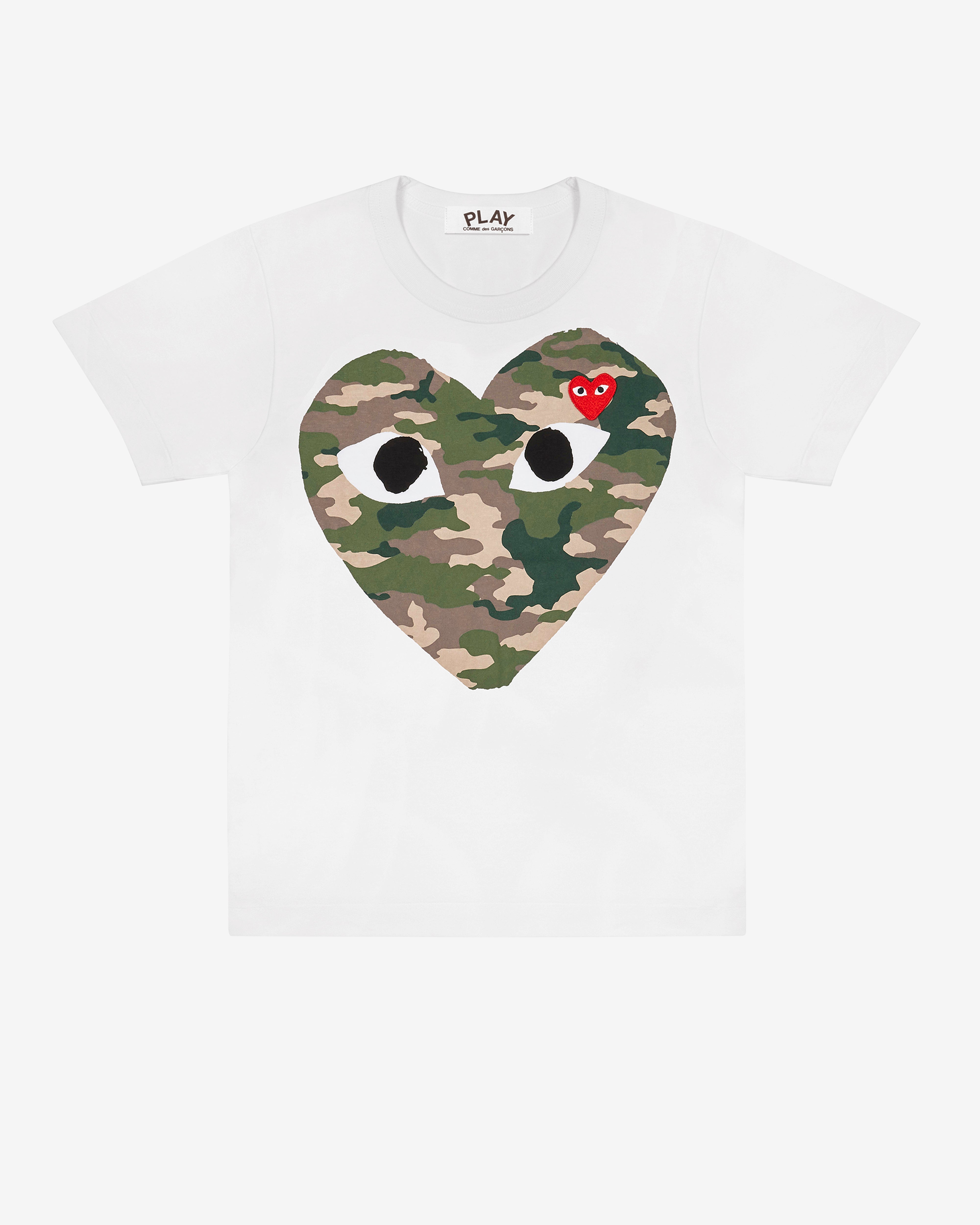 PLAY COMME des GARÇONS カモフラハート Tシャツ XL Play Comme des Garçons: Camouflage Heart T-Shirt (White) | DSMNY E