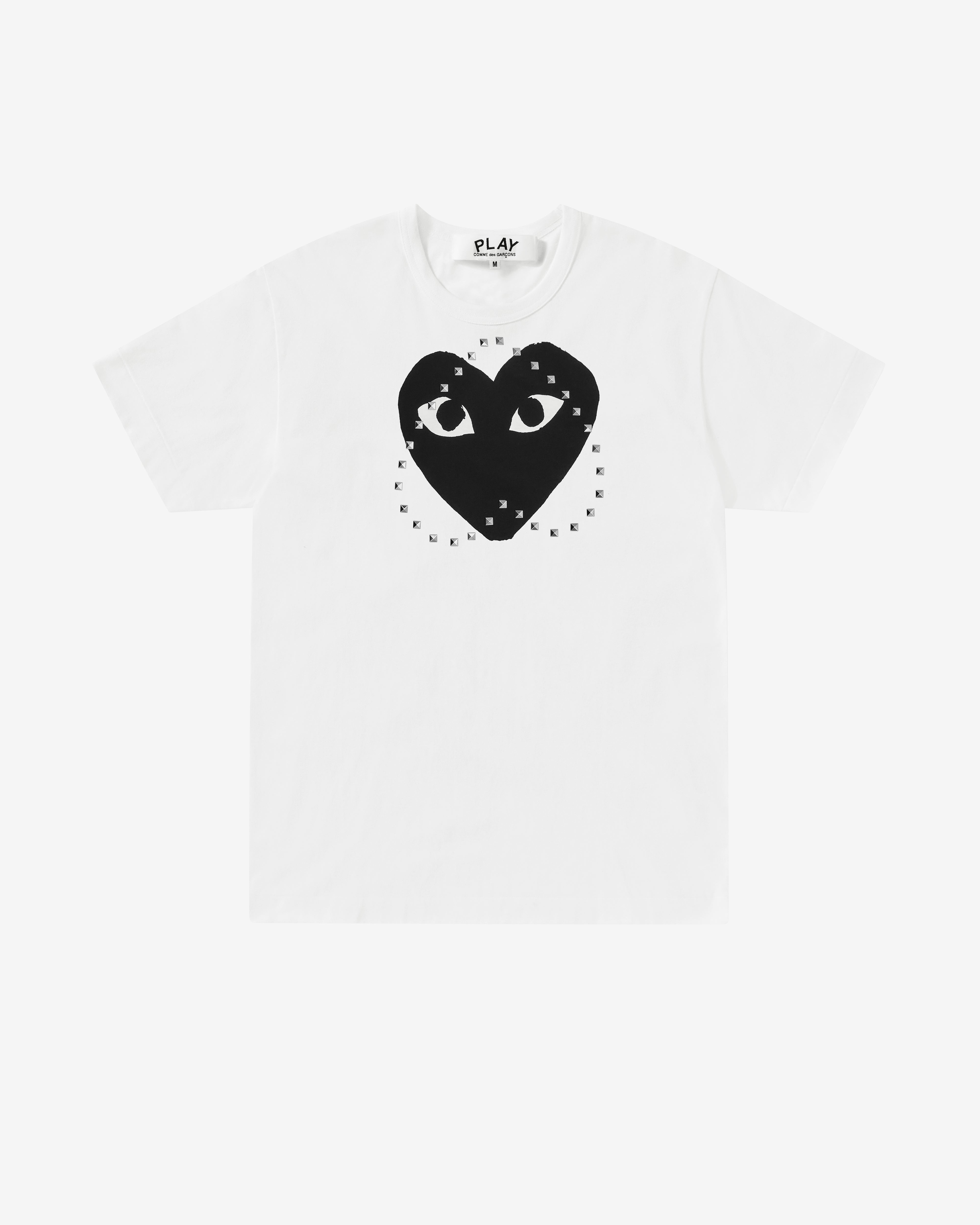 PLAY COMME DE GALCON スタッズTシャツ Play Comme des Garçons: Logo Stud T-Shirt (White/Black) | DSMNY E-SHOP